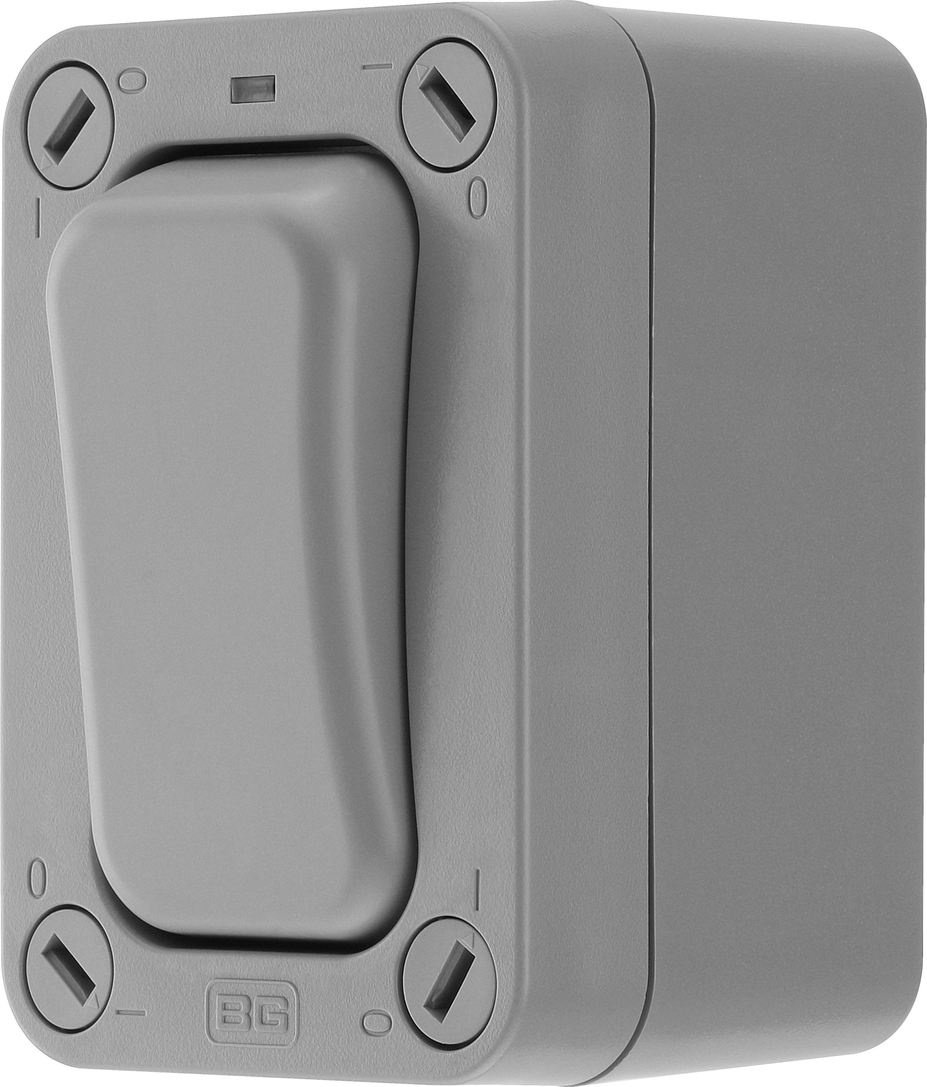 BG 20A Grey 1 gang Outdoor Weatherproof slim switch with LED indicator