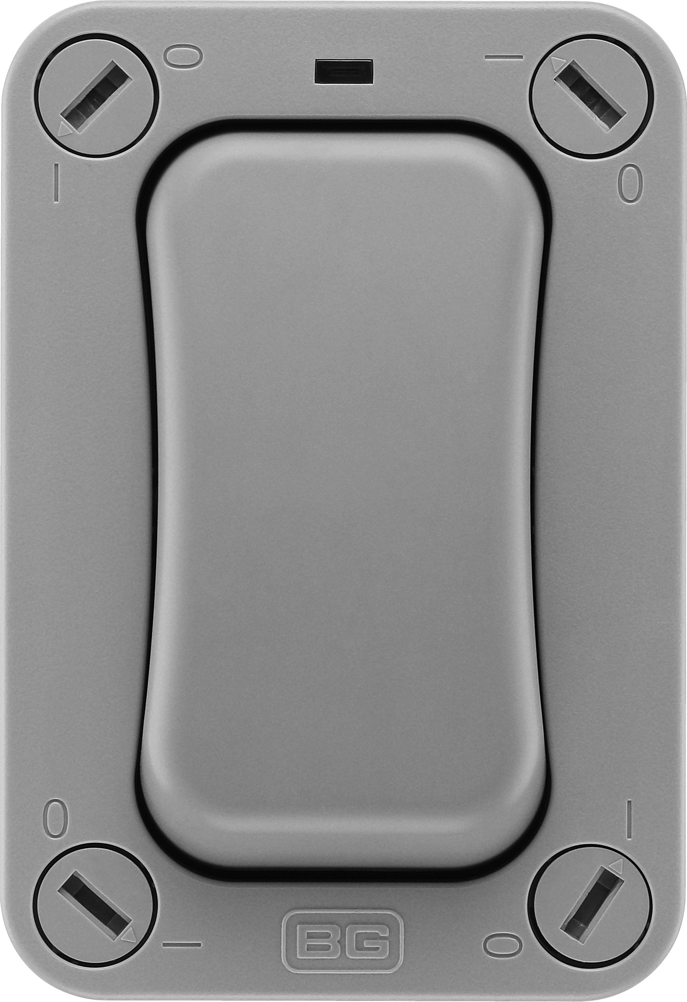 BG 20A Grey 1 gang Outdoor Weatherproof slim switch with LED indicator