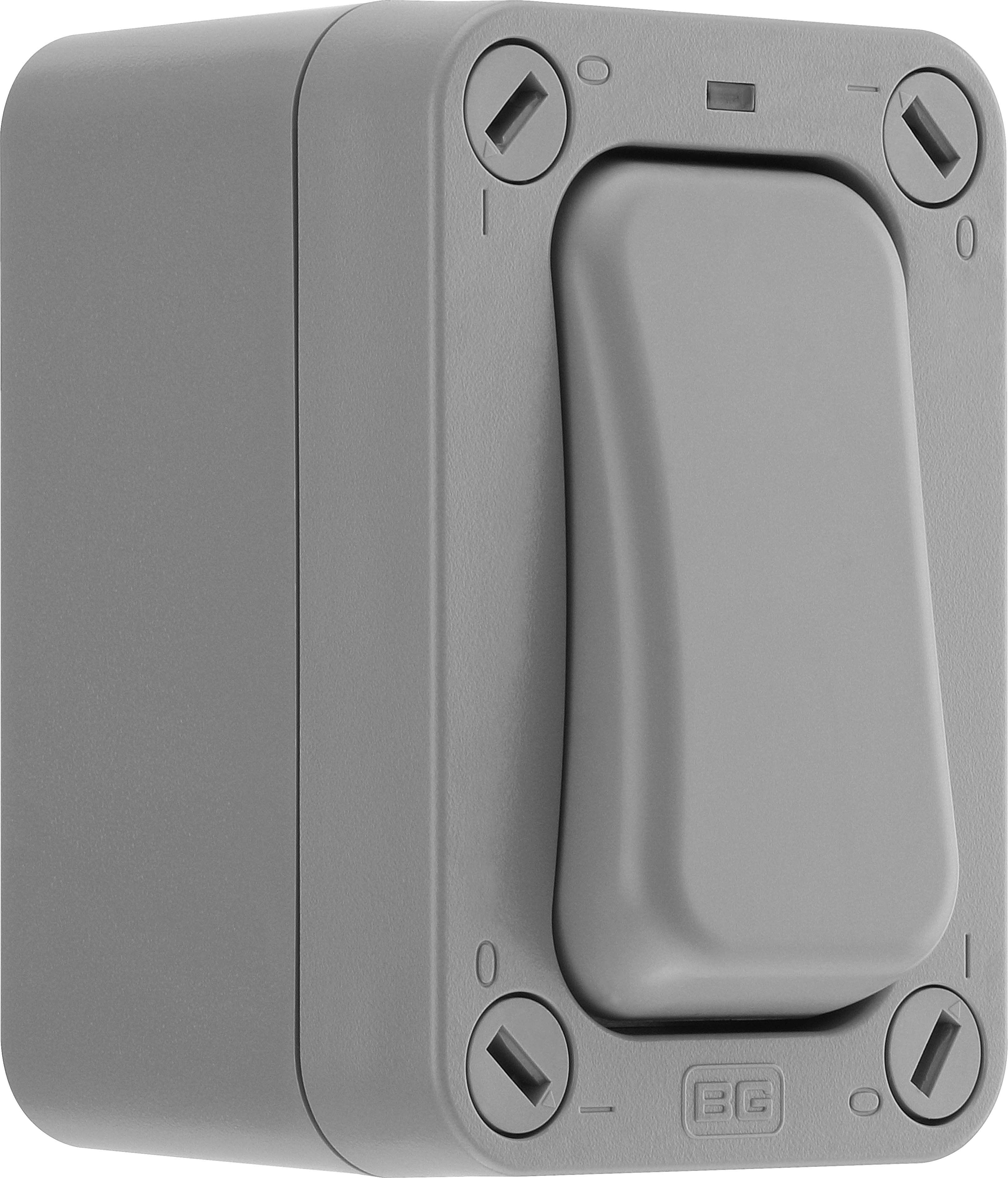 BG 20A Grey 1 gang Outdoor Weatherproof slim switch with LED indicator