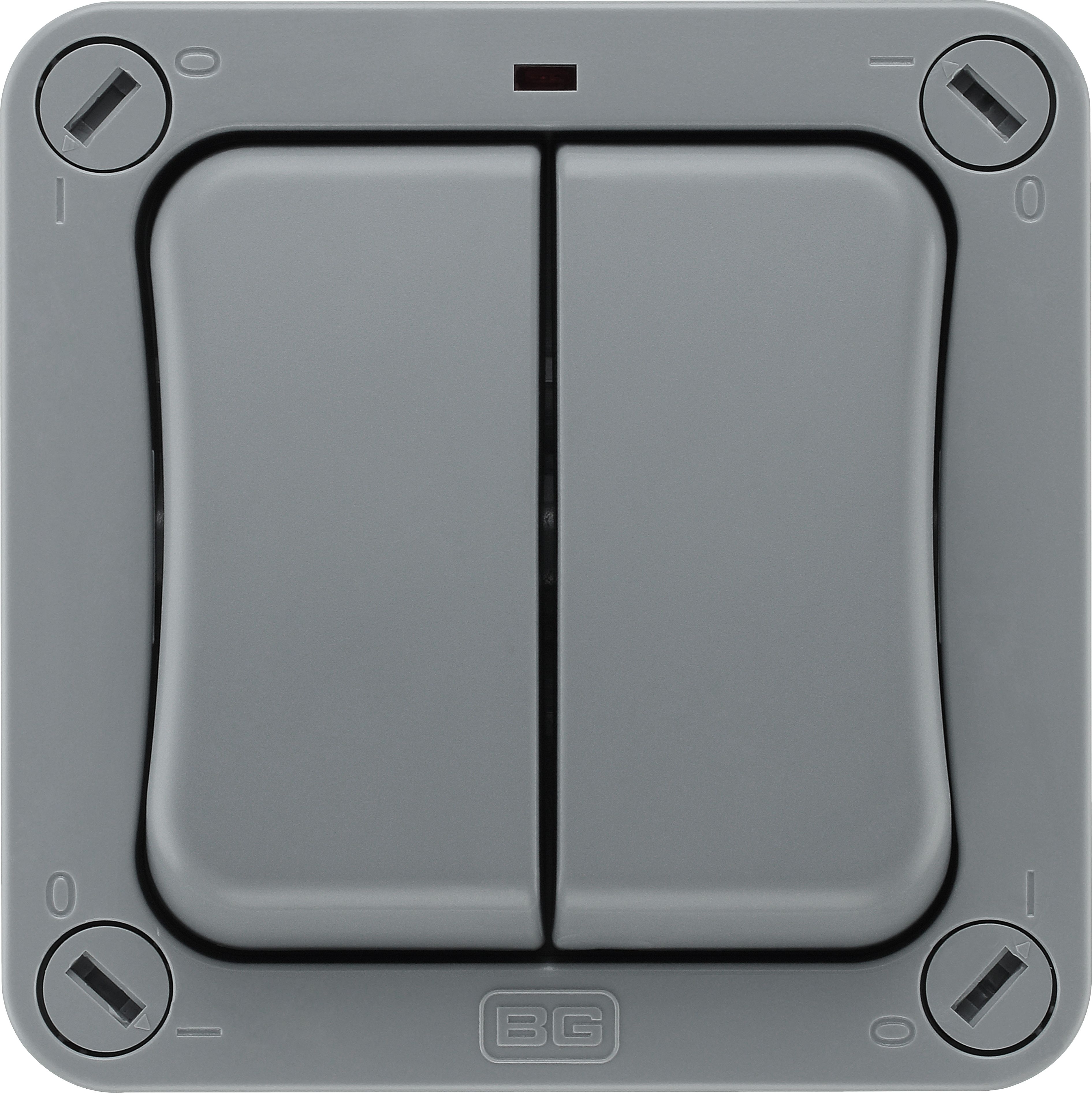 BG 20A Grey 2 gang Outdoor Weatherproof switch with LED indicator