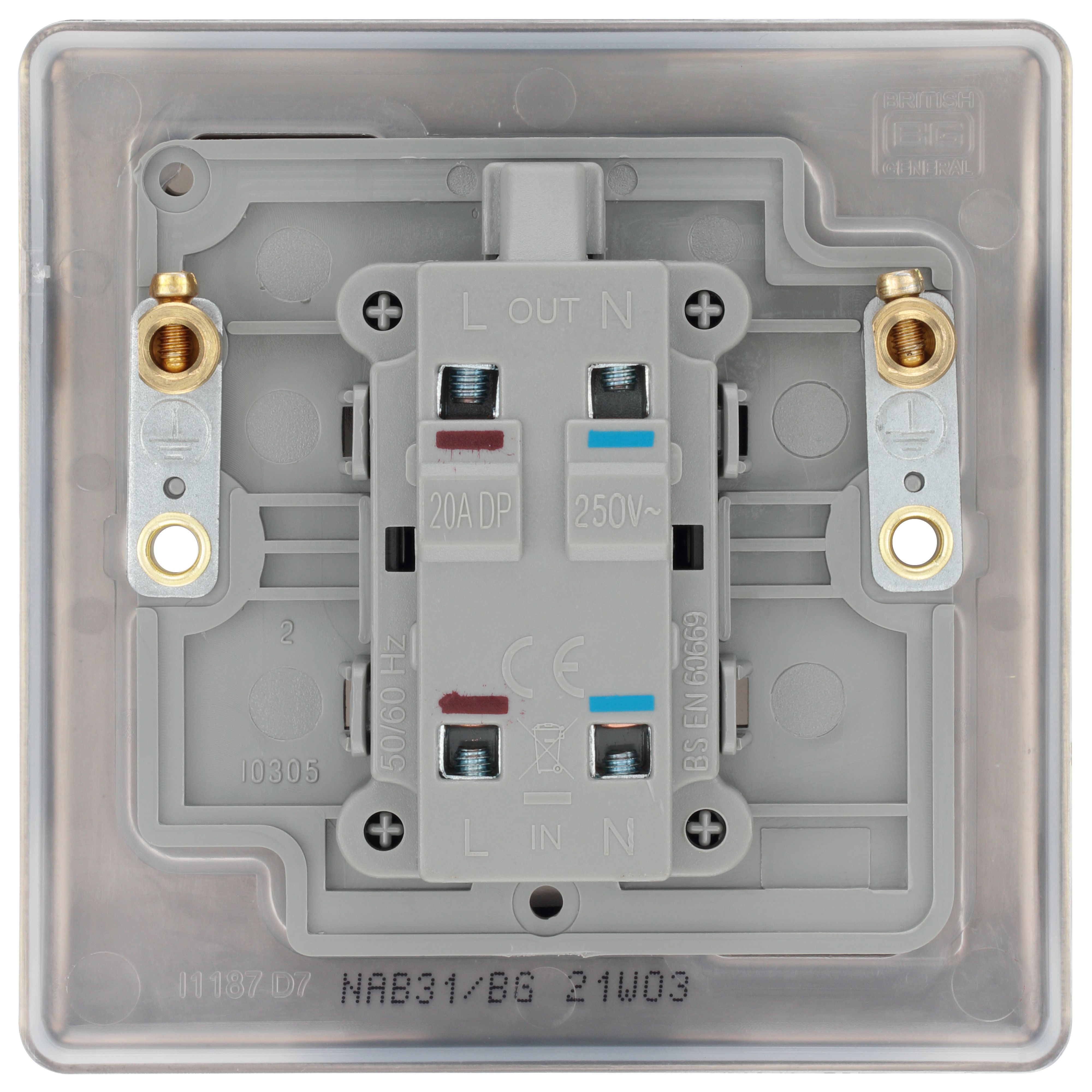 BG 20A Rocker Raised slim Control switch Matt