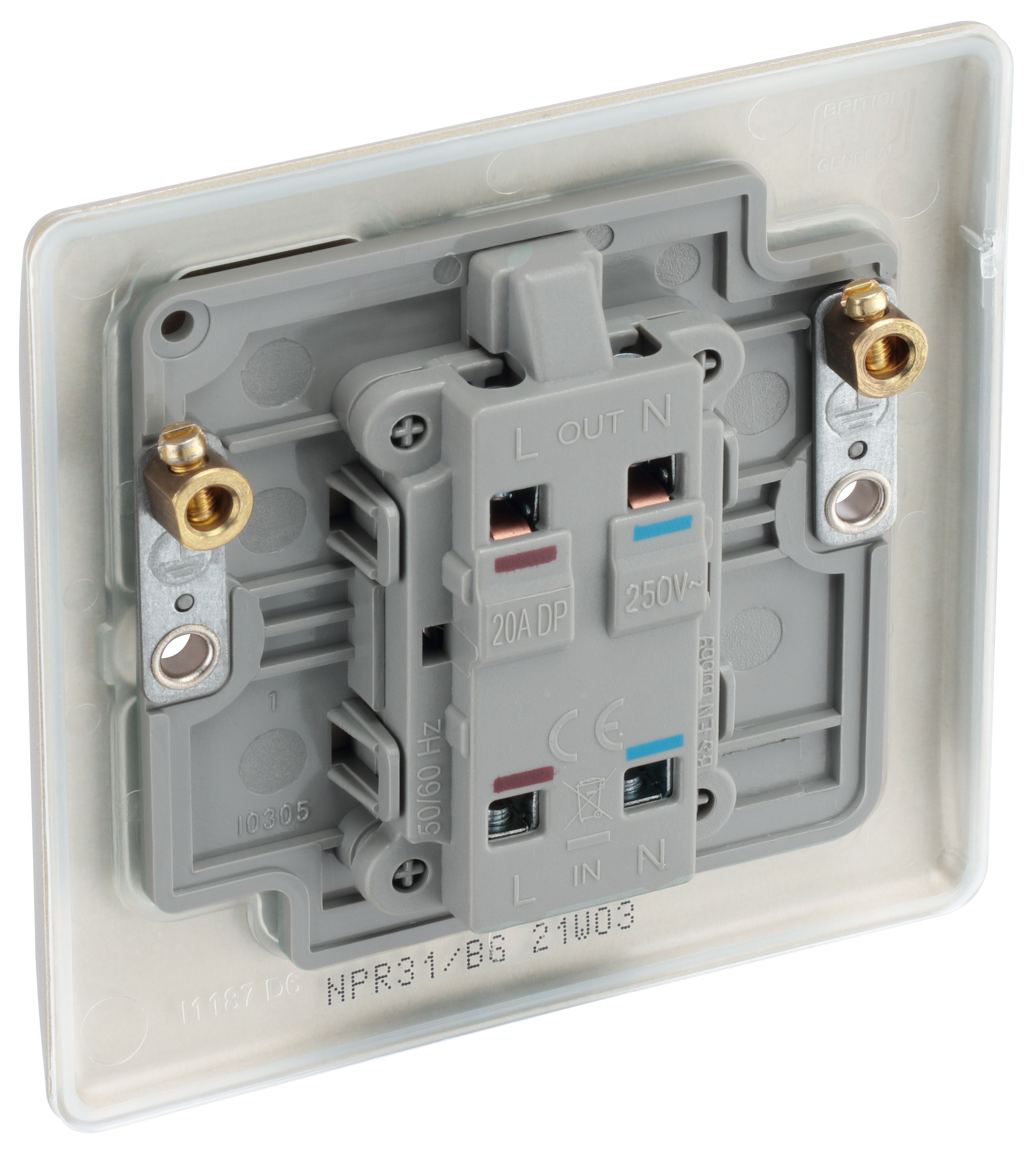 BG 20A Rocker Raised slim Control switch with LED indicator Matt Pearl - 6