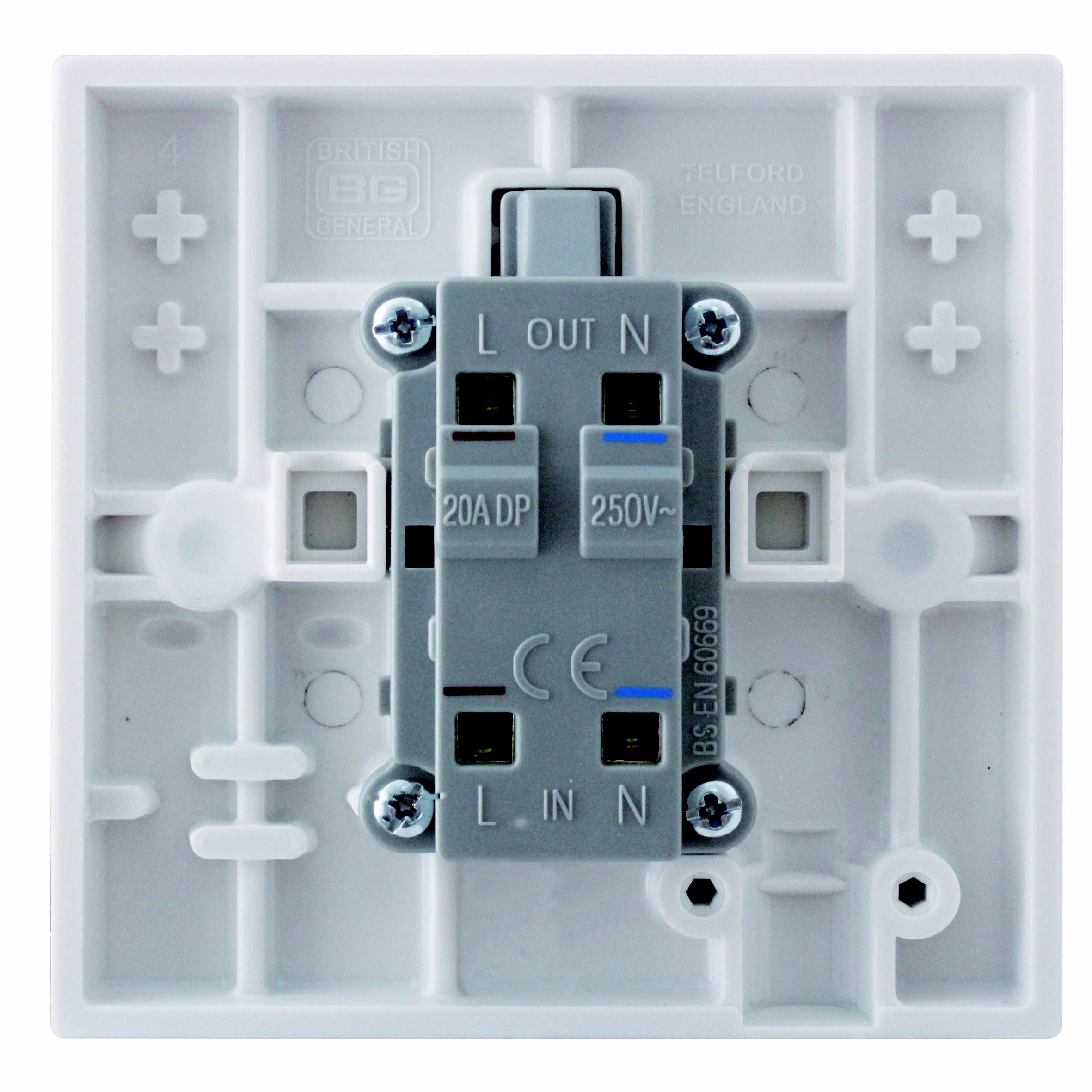 BG 20A Rocker Raised square Control switch Gloss White - 4