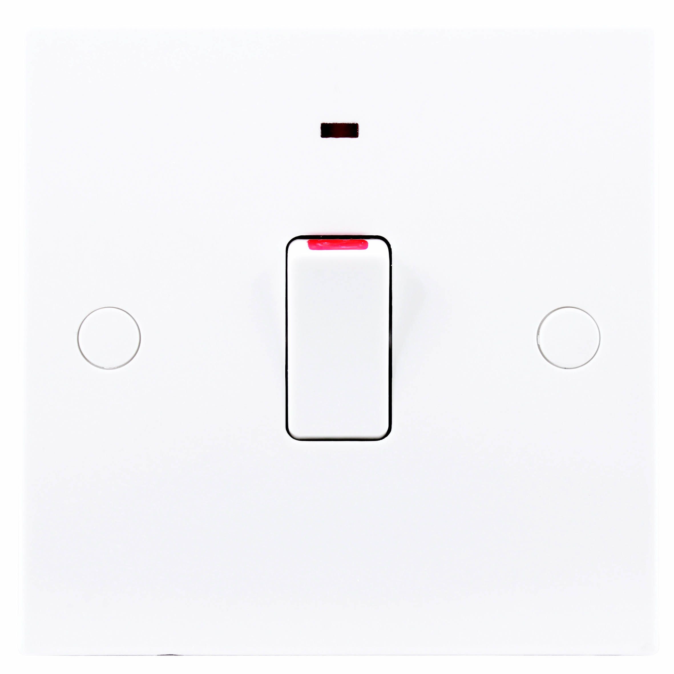 BG 20A Rocker Raised square Control switch with LED indicator Gloss White LED indicator