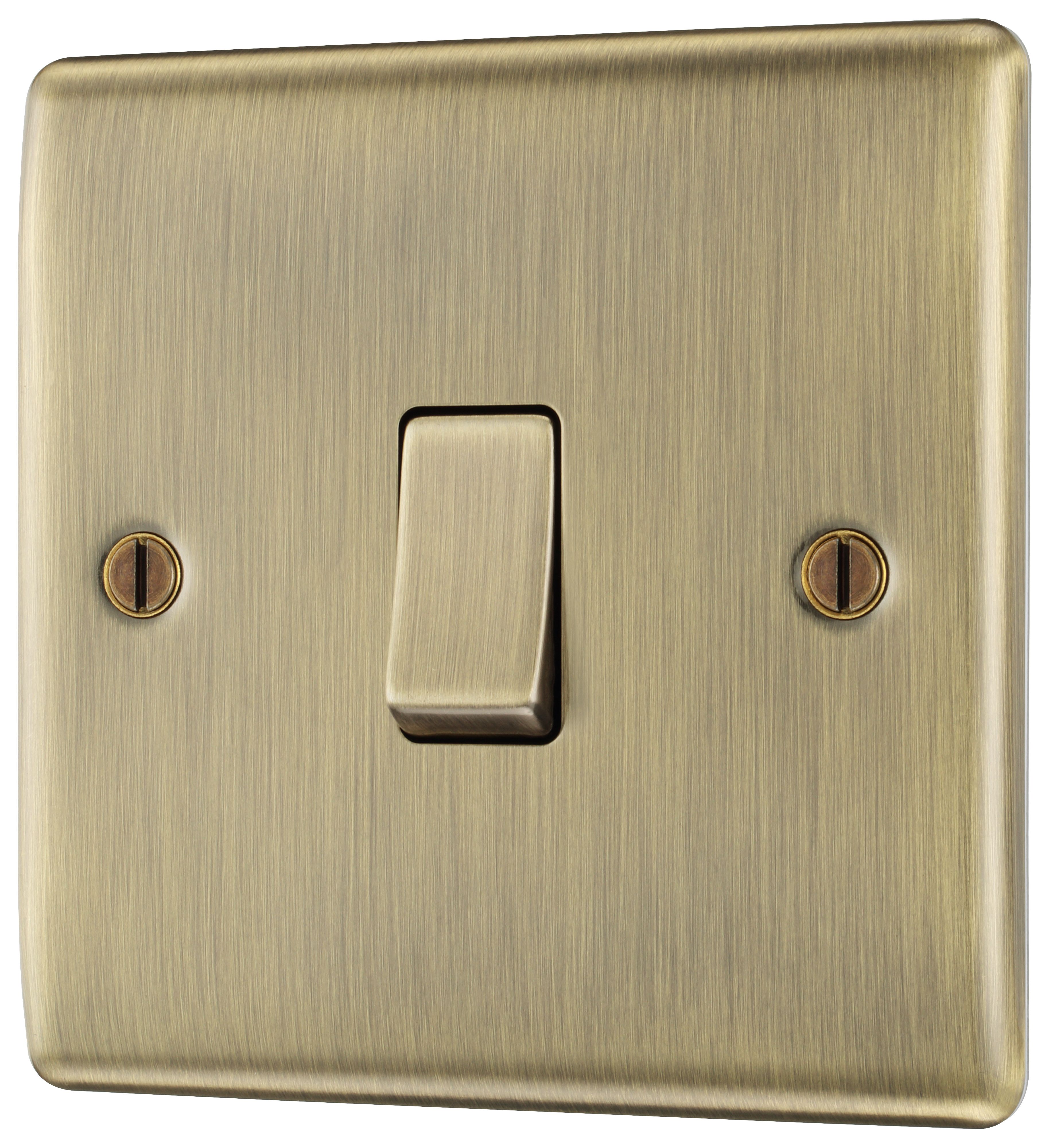 BG 20A Single 1 way Raised slim Screwed Intermediate switch Matt Brass effect