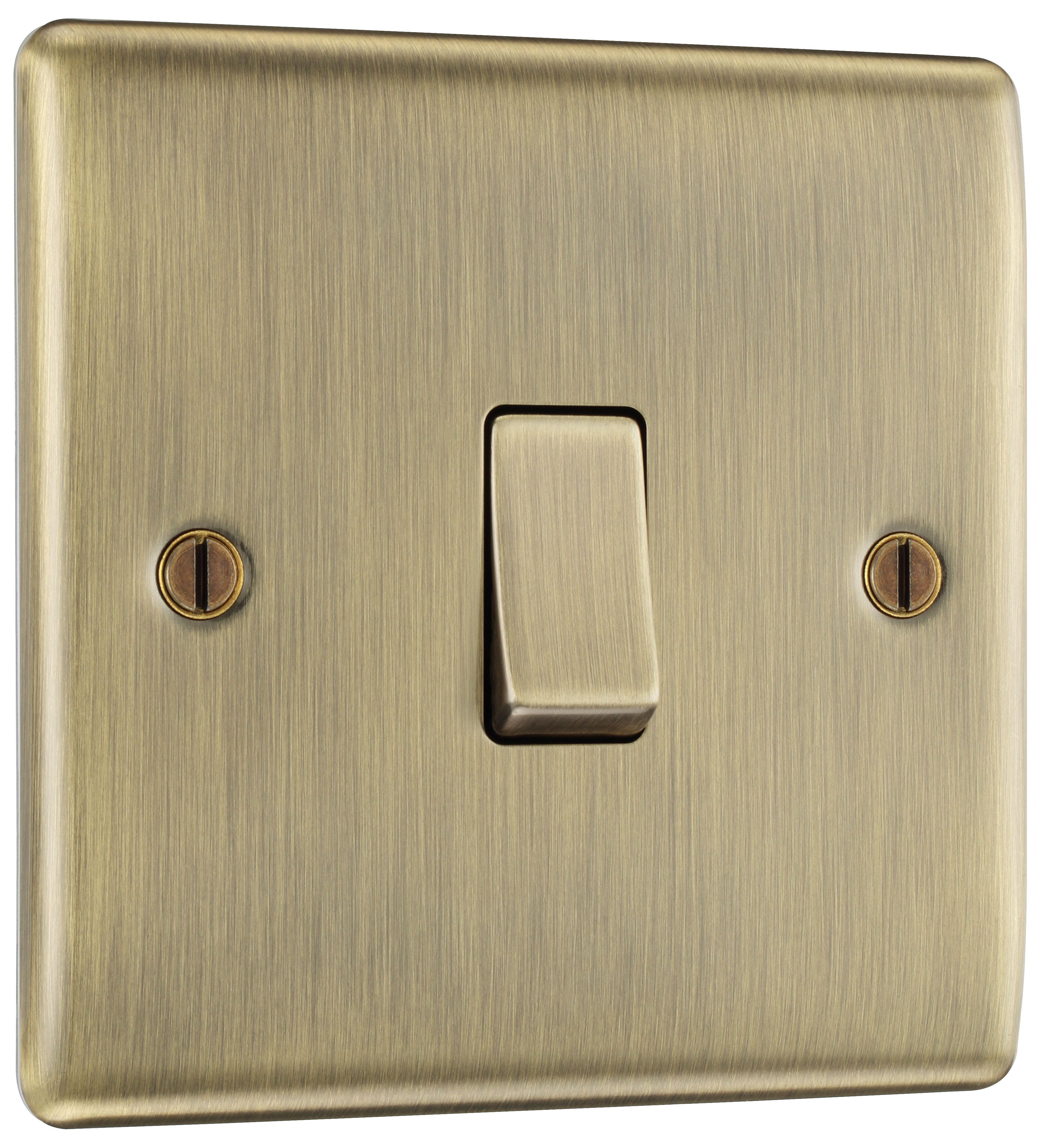 BG 20A Single 1 way Raised slim Screwed Intermediate switch Matt Brass effect