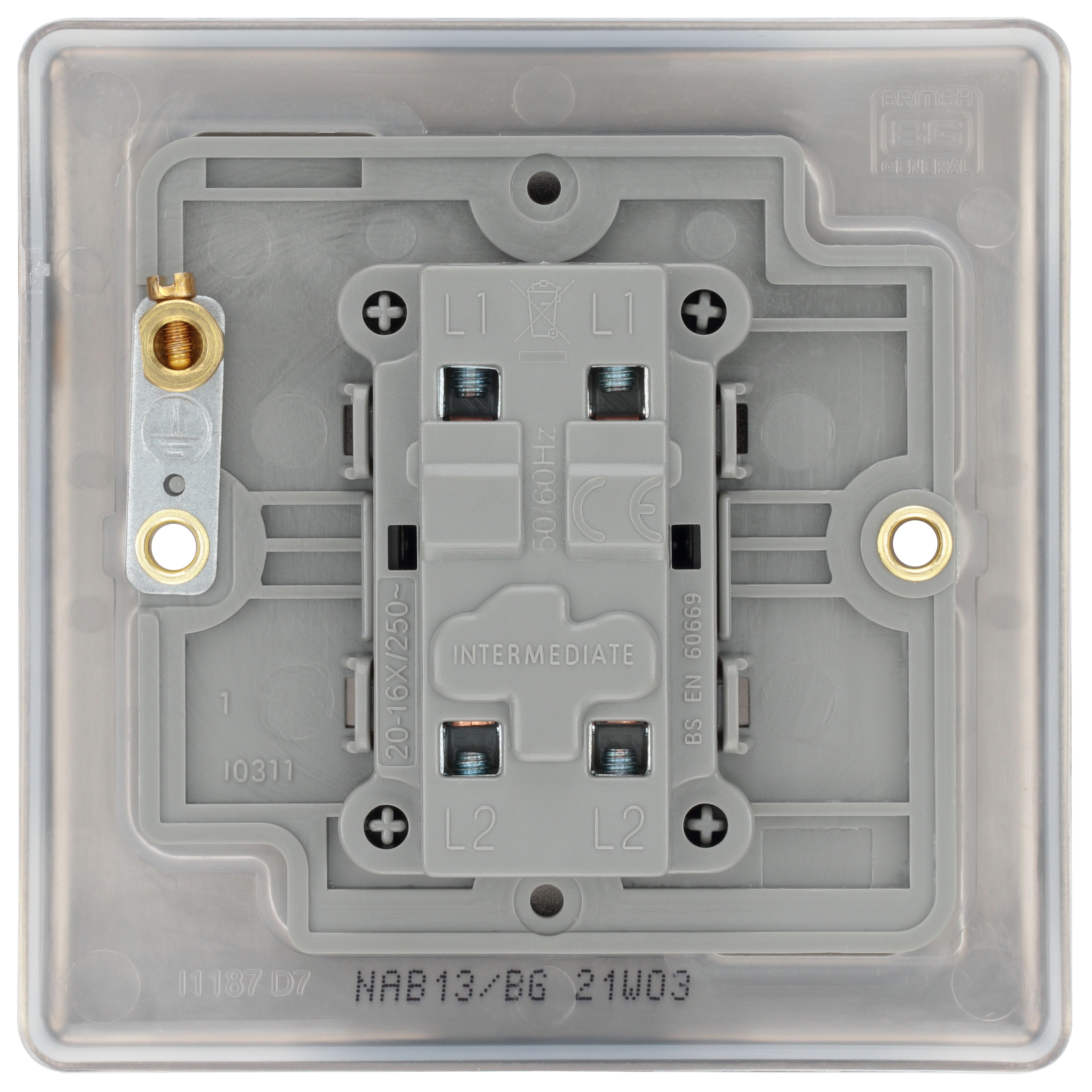 BG 20A Single 1 way Screwed Intermediate switch Matt Brass effect - 4