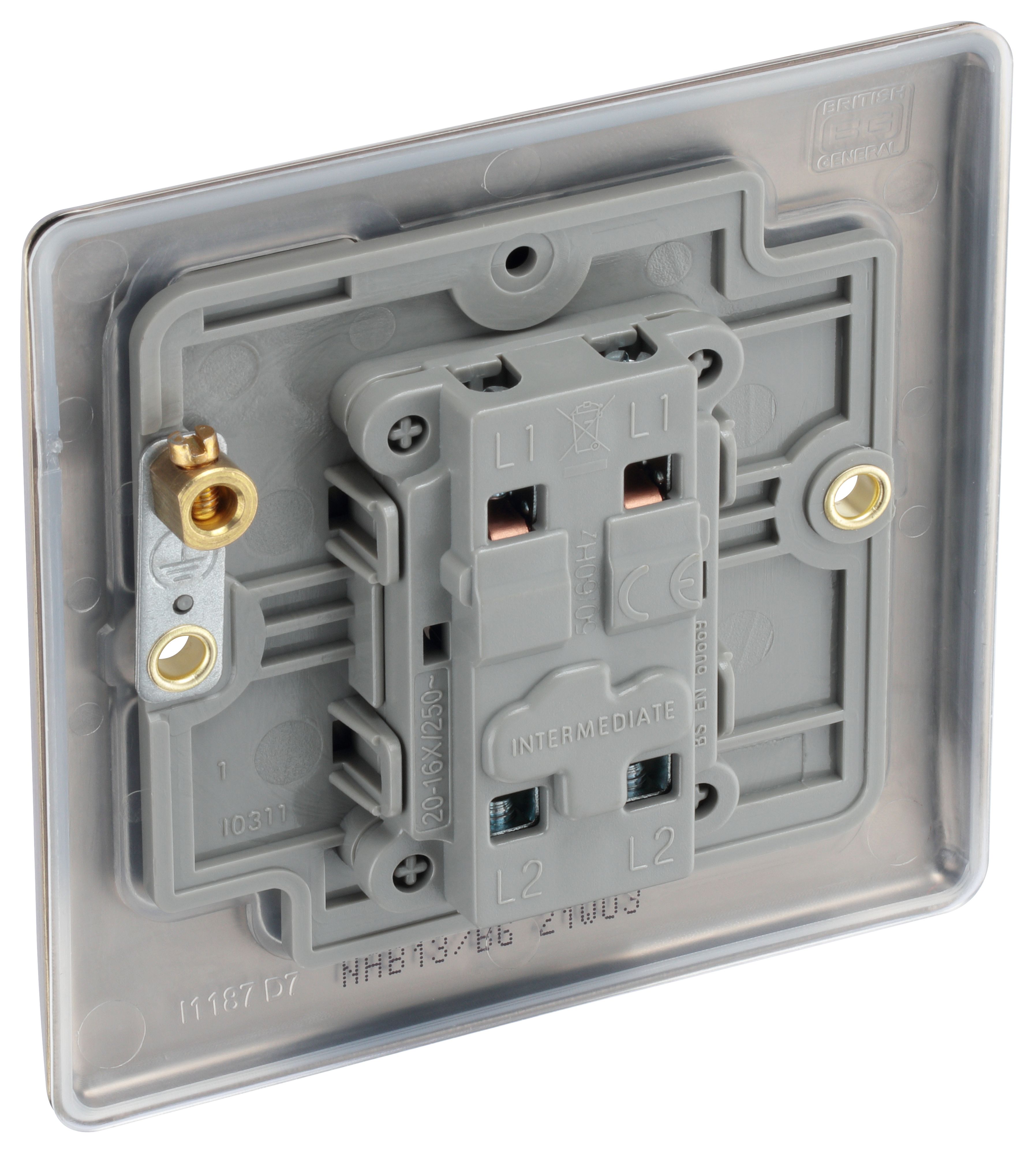 BG 20A Single 1 way Screwed Intermediate switch Matt Brass effect - 6