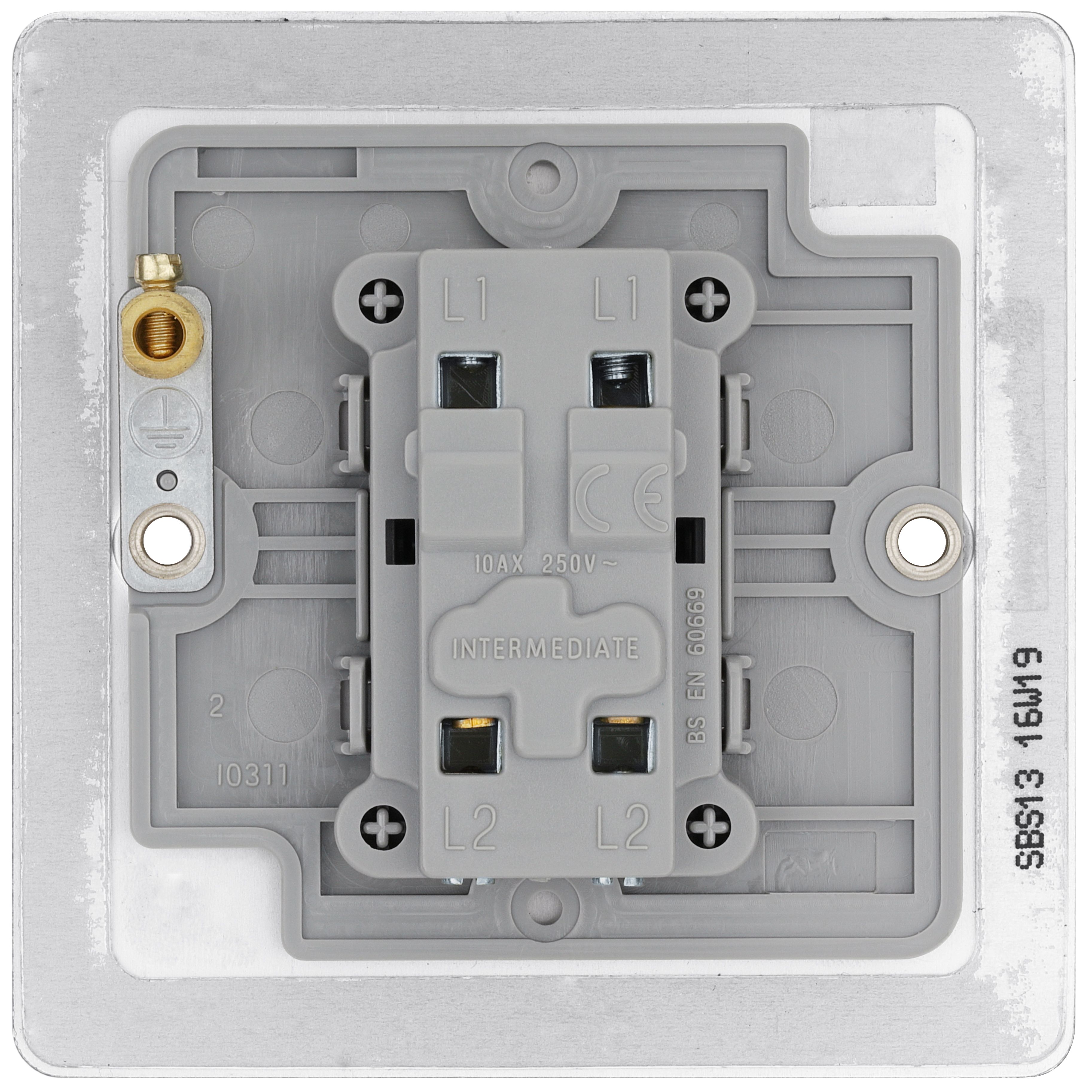 BG 20A Single 2 way Flat Screwed Intermediate switch Matt Steel effect - 4