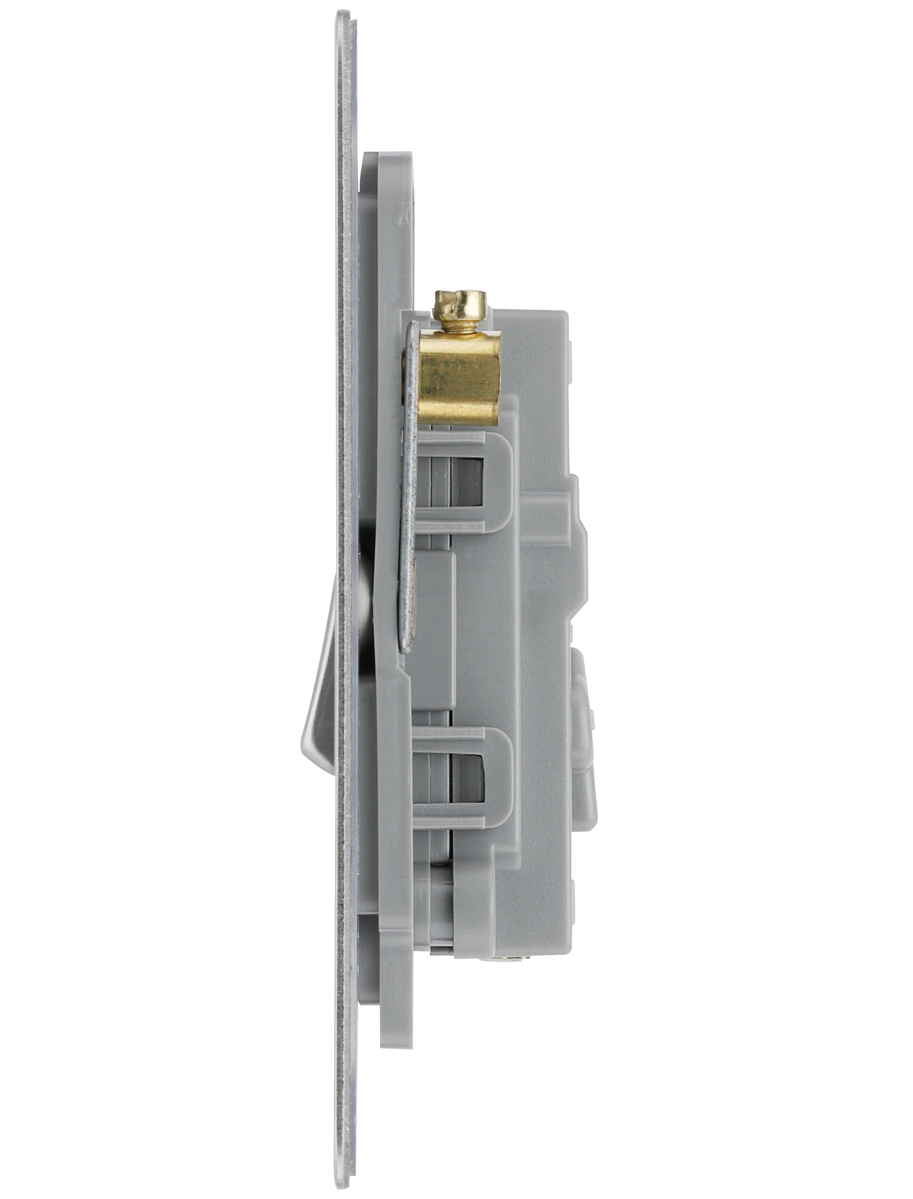BG 20A Single 2 way Flat Screwed Intermediate switch Matt Steel effect - 5