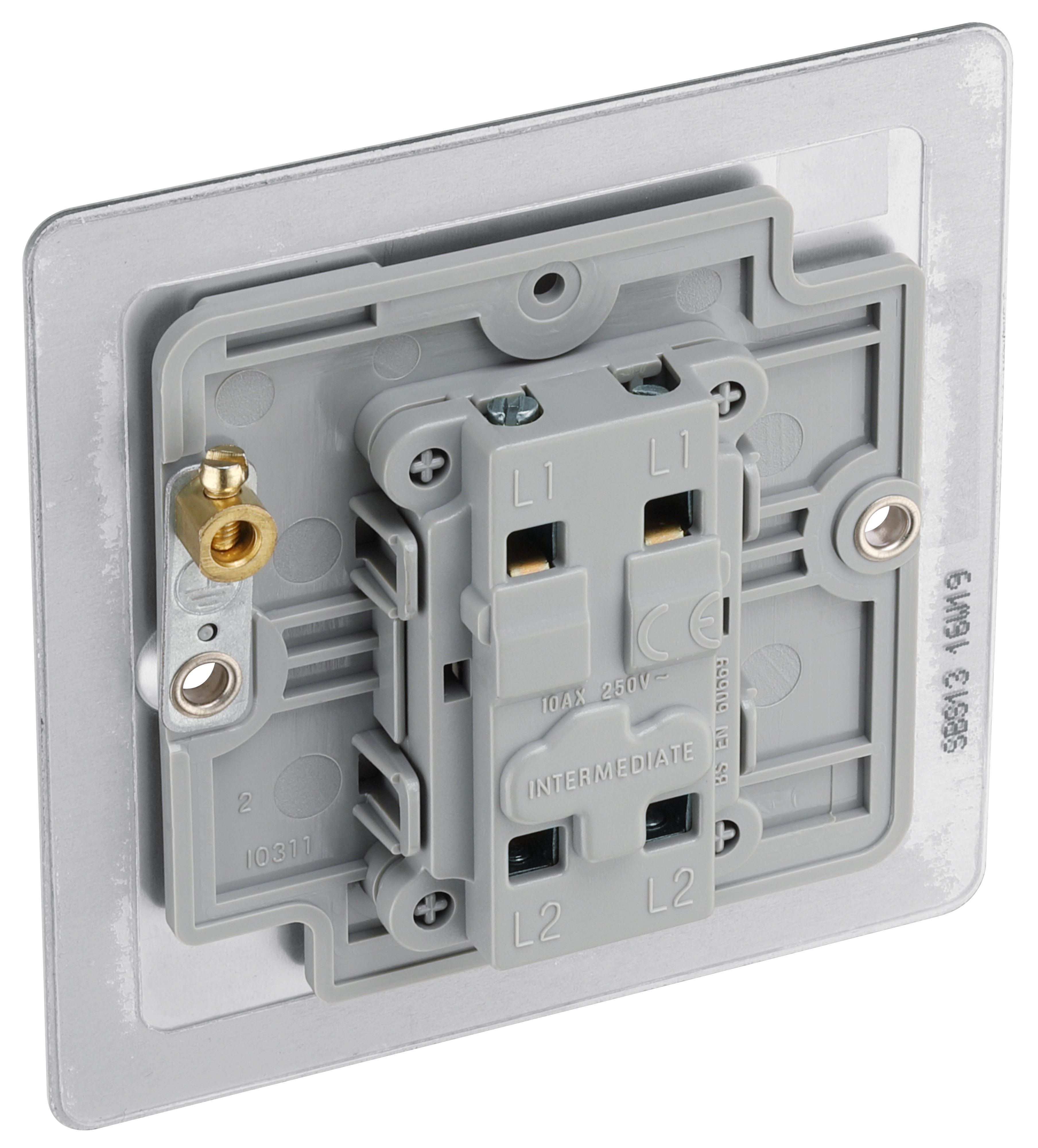 BG 20A Single 2 way Flat Screwed Intermediate switch Matt Steel effect - 6