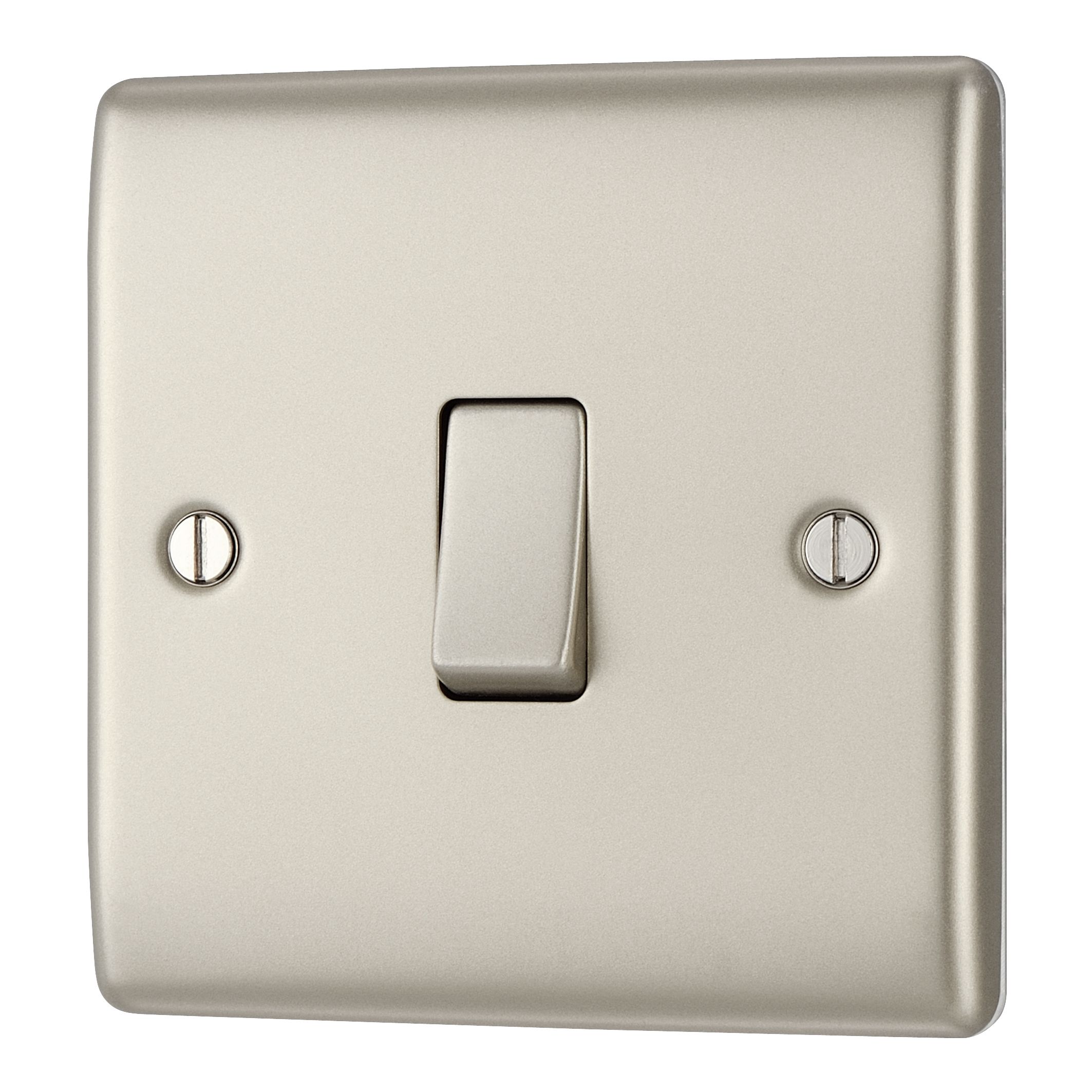 BG 20A Single 2 way Raised slim Screwed Intermediate switch Matt Pearl Nickel effect