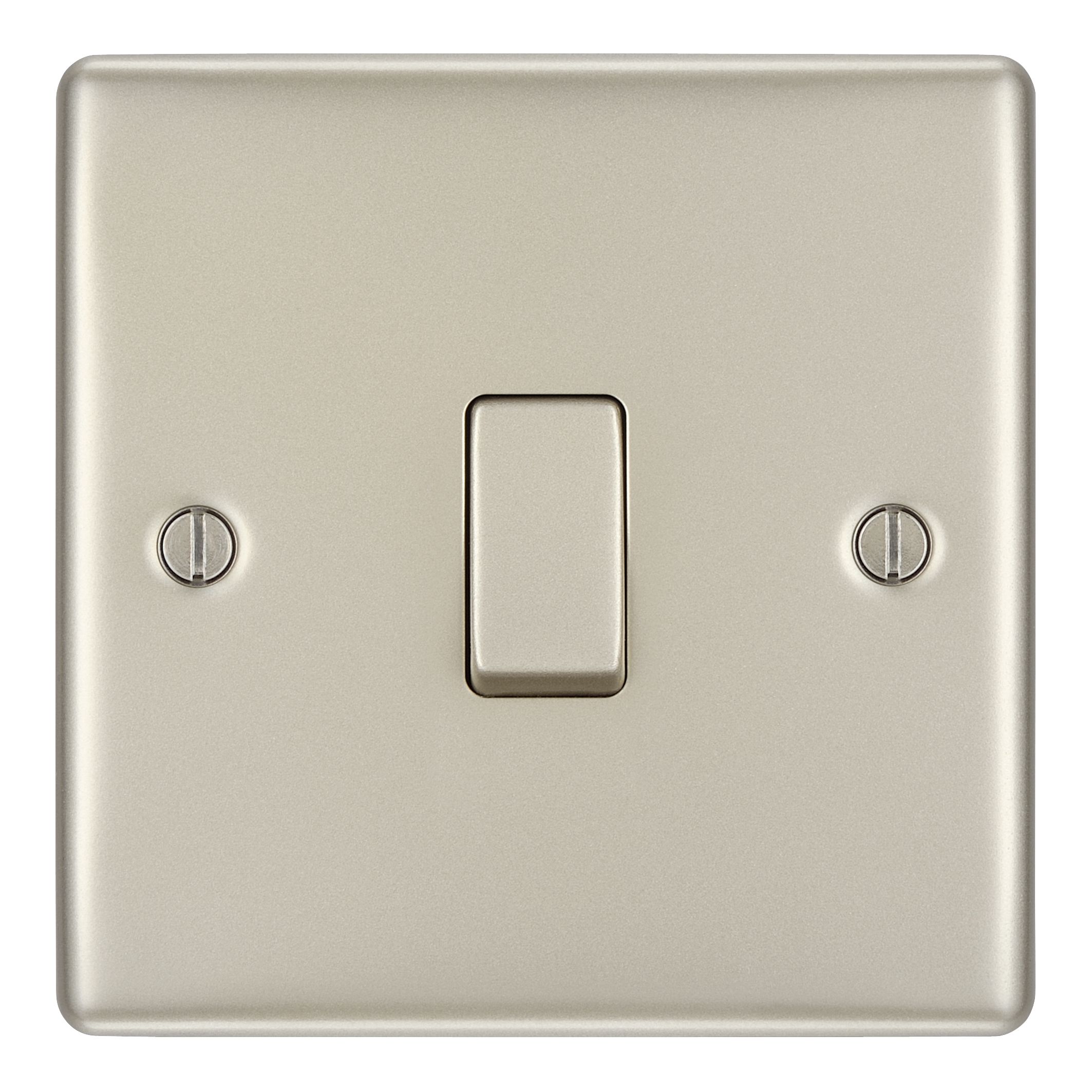 BG 20A Single 2 way Raised slim Screwed Intermediate switch Matt Pearl Nickel effect