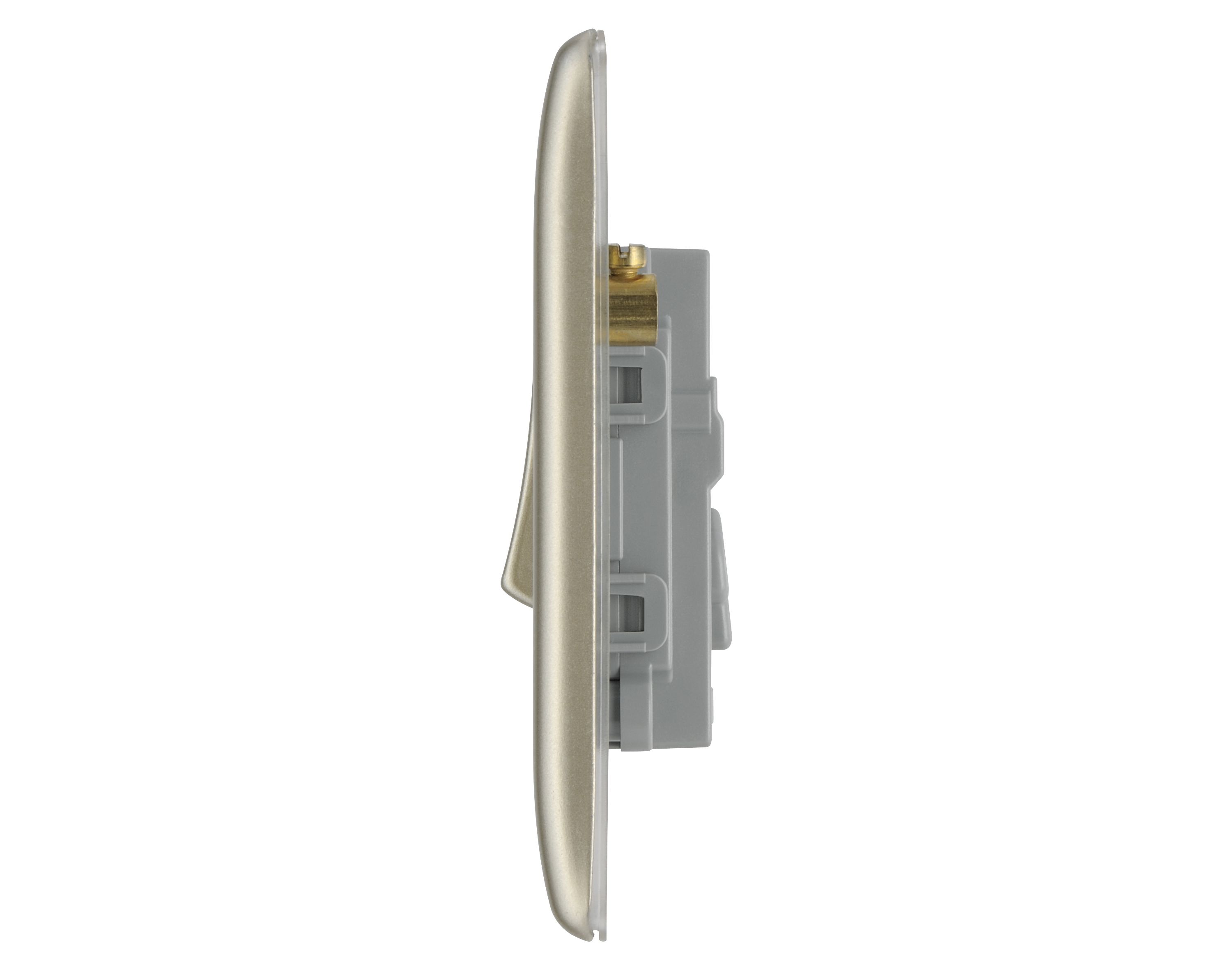 BG 20A Single 2 way Raised slim Screwed Intermediate switch Matt Pearl Nickel effect