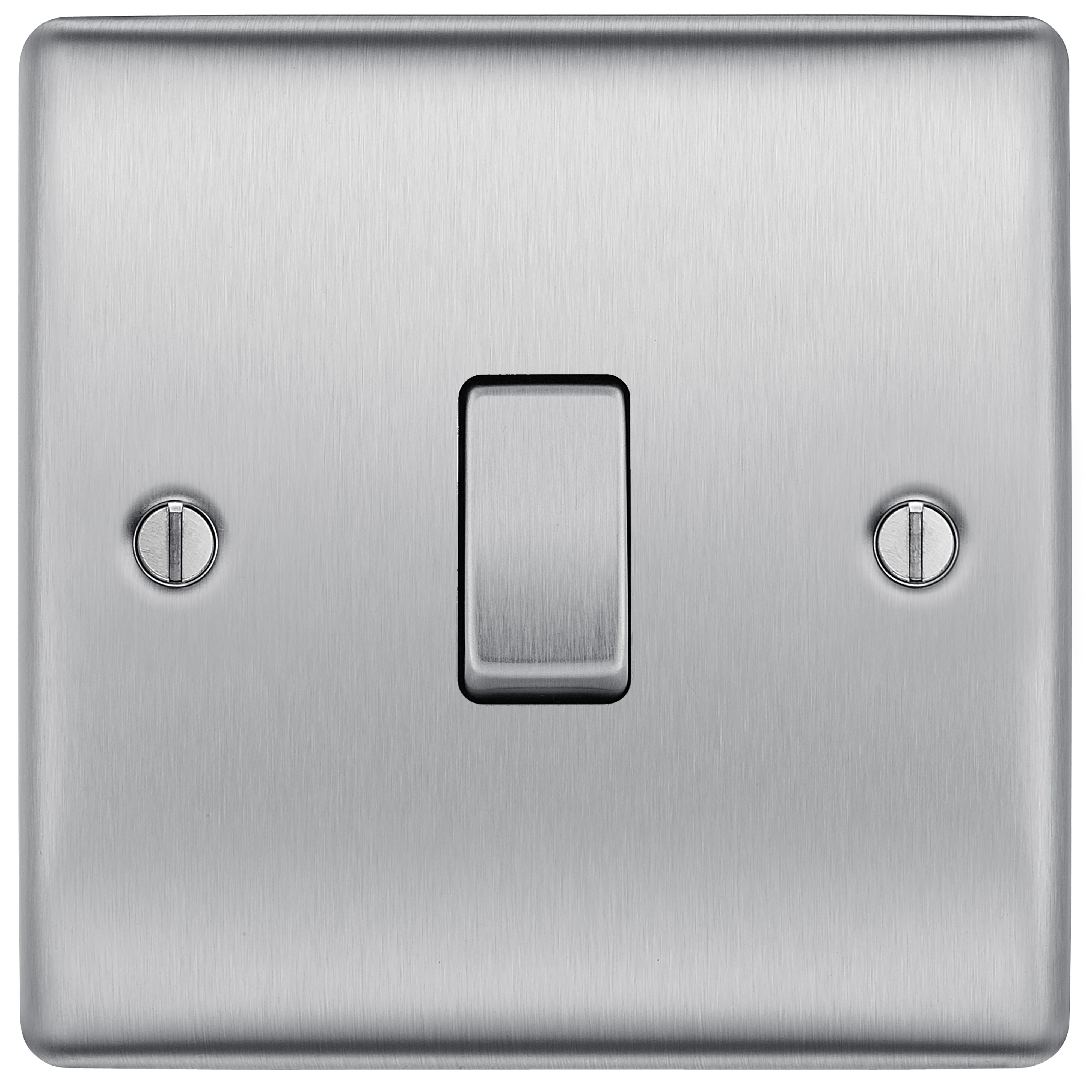 BG 20A Single 2 way Raised slim Screwed Intermediate switch Matt Steel effect