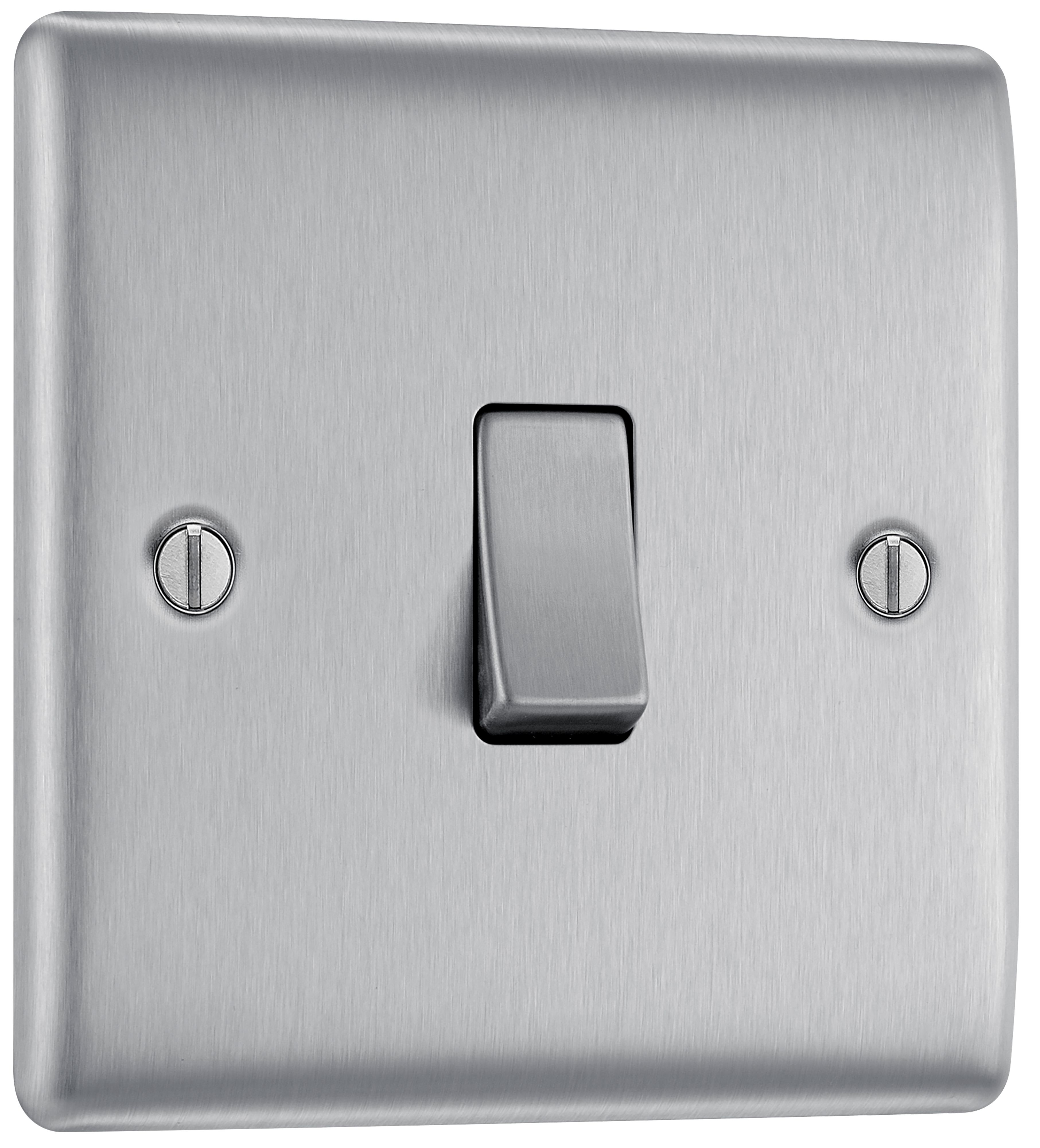 BG 20A Single 2 way Raised slim Screwed Intermediate switch Matt Steel effect - 3
