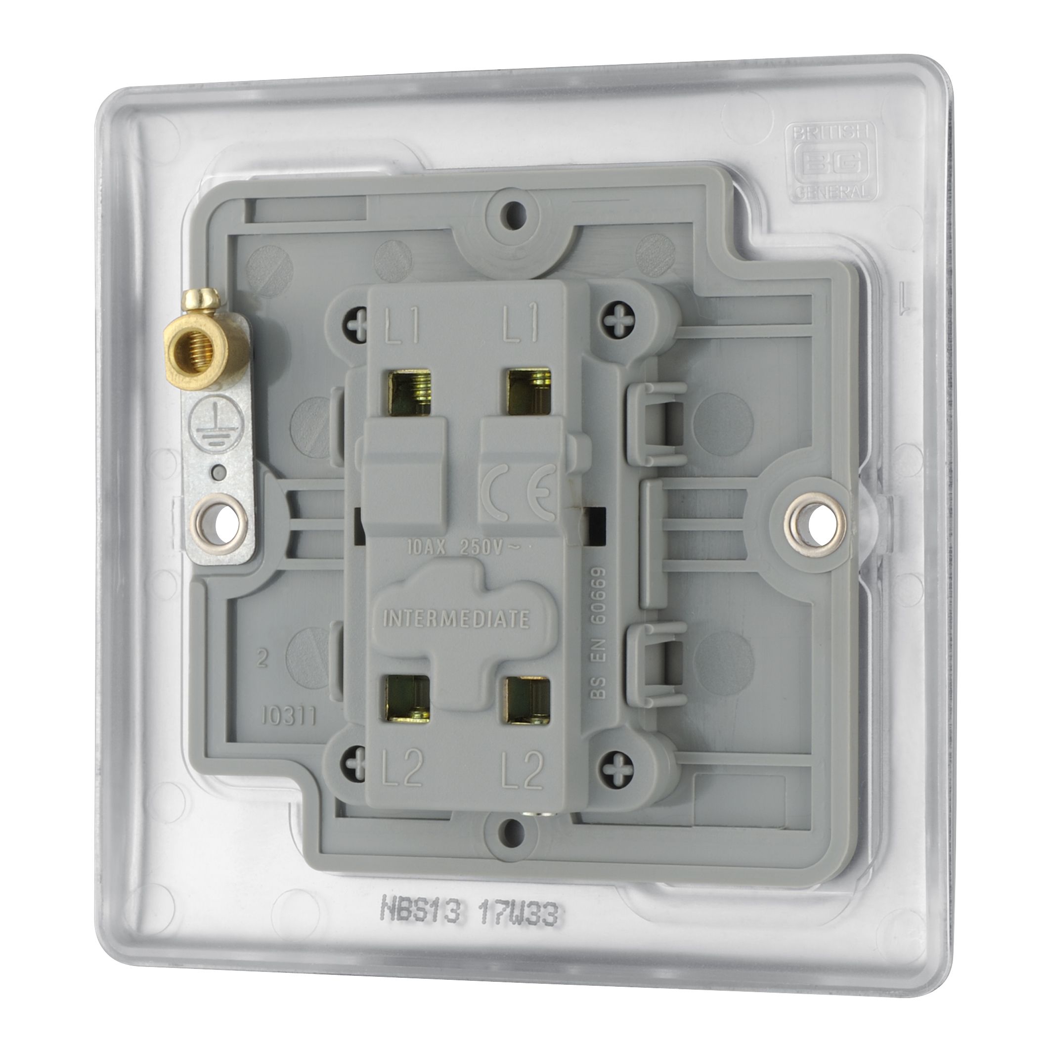 BG 20A Single 2 way Raised slim Screwed Intermediate switch Matt Steel effect - 6