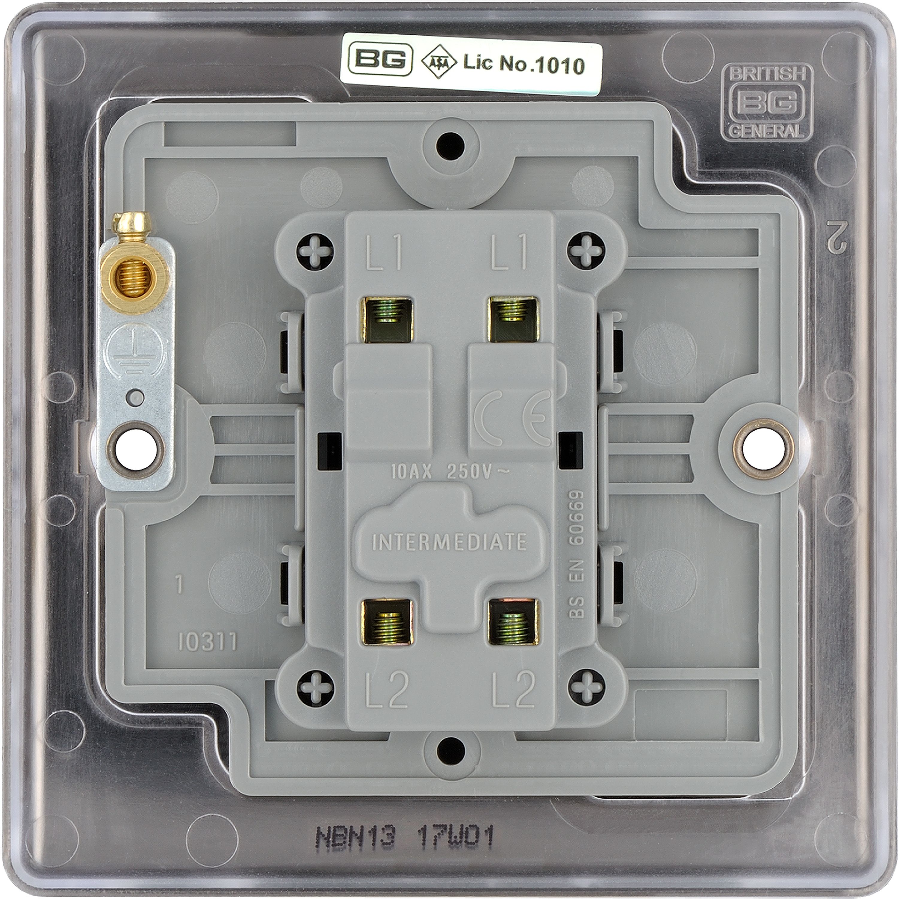 BG 20A Single 2 way Screwed Intermediate switch Gloss Black Nickel effect - 5