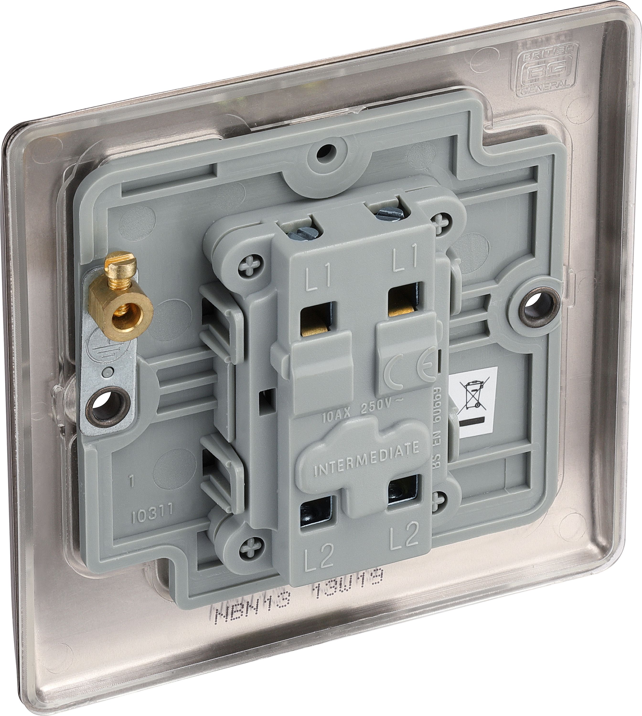 BG 20A Single 2 way Screwed Intermediate switch Gloss Black Nickel effect - 6