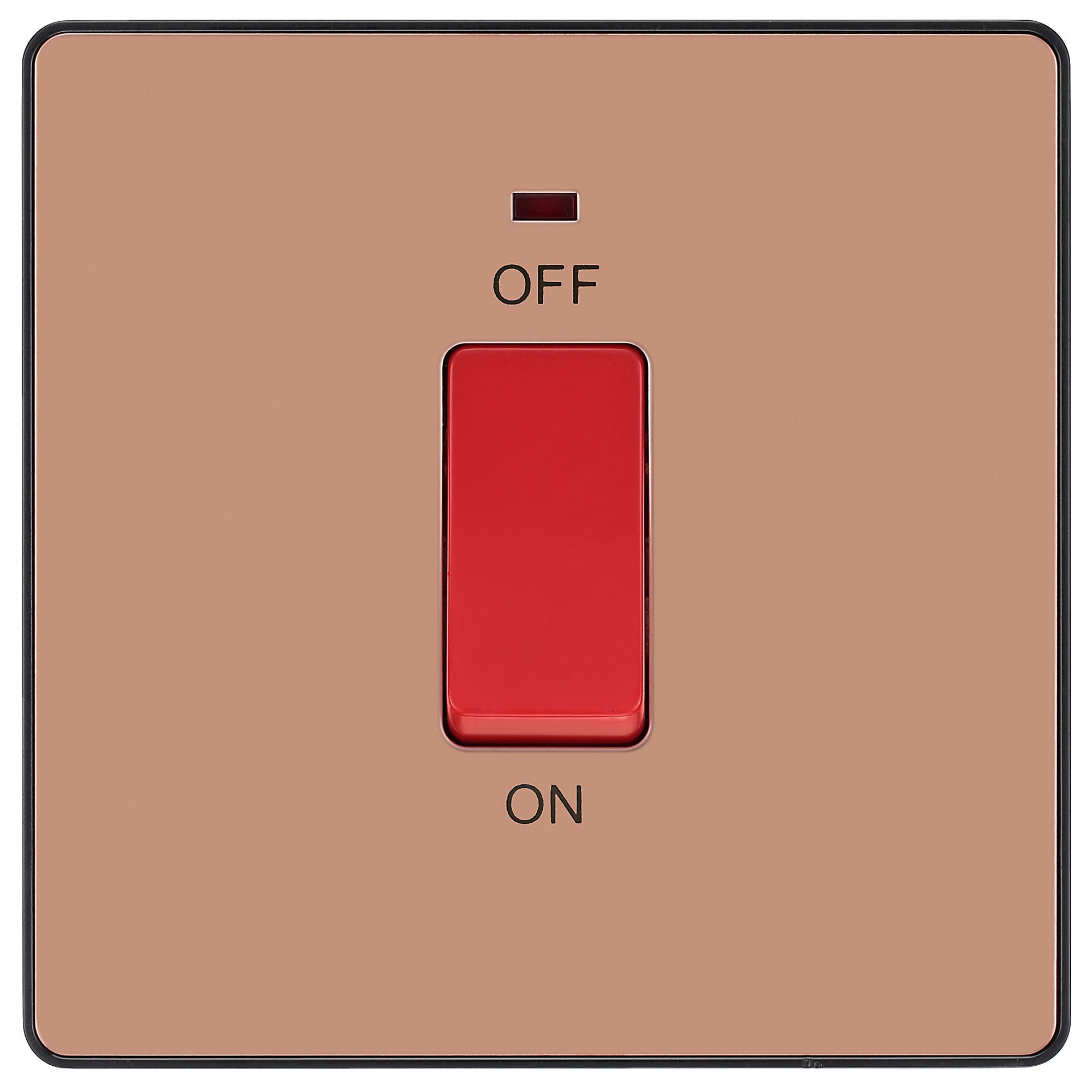 BG 45A 2 way 1 gang Cooker switch Screwless Copper effect
