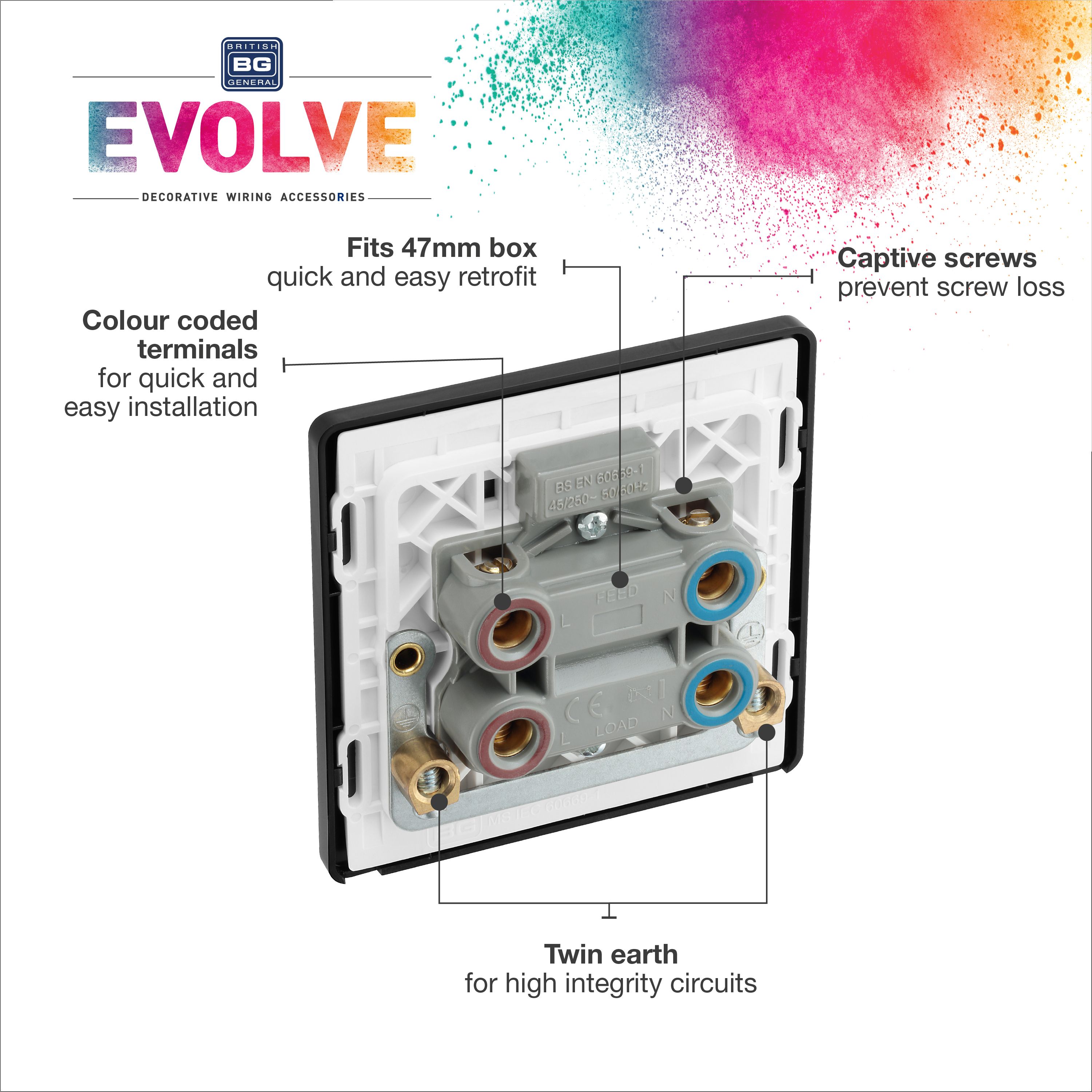 BG 45A 2 way 1 gang Cooker switch Screwless Copper effect - 7
