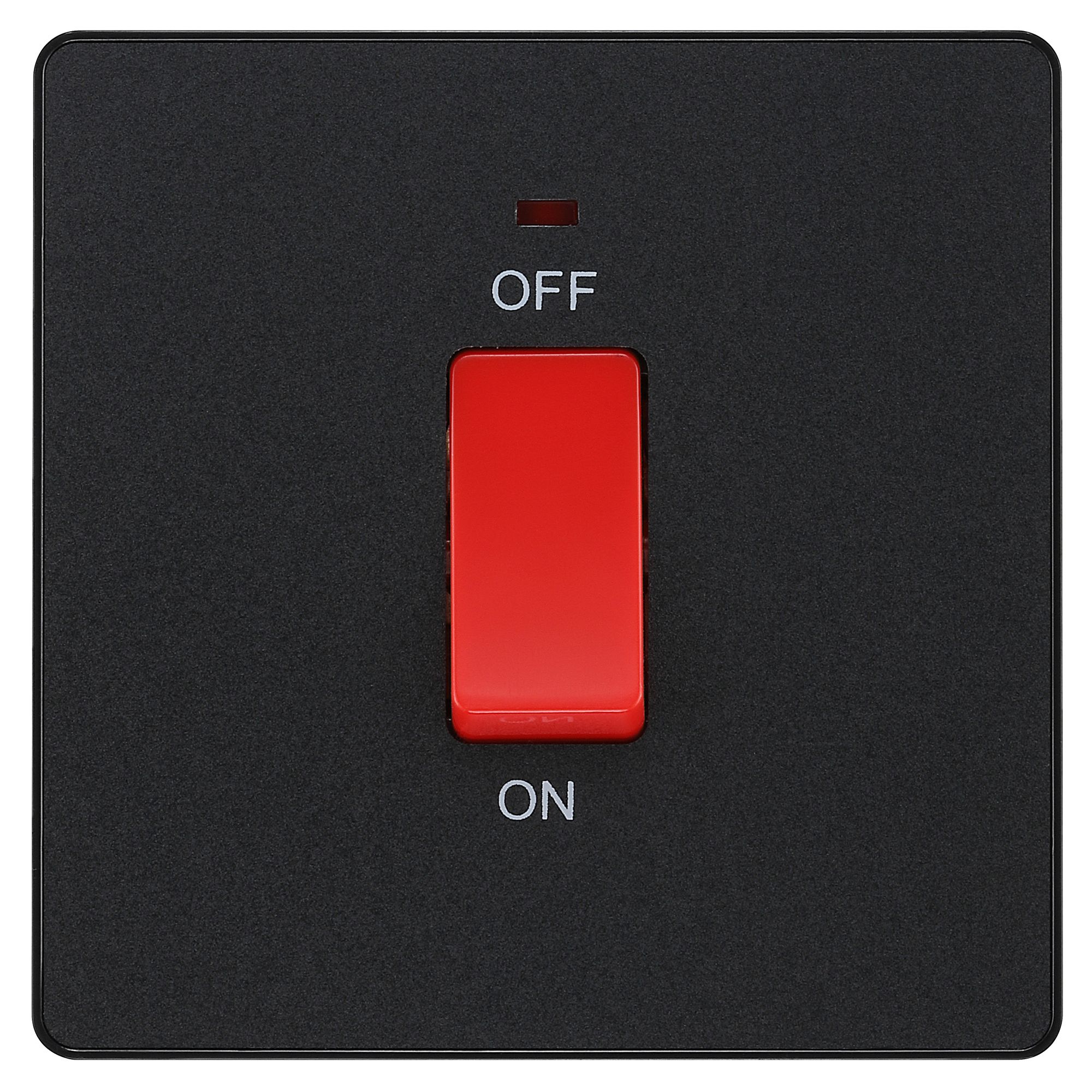 BG 45A 2 way 1 gang Cooker switch Screwless Matt Black