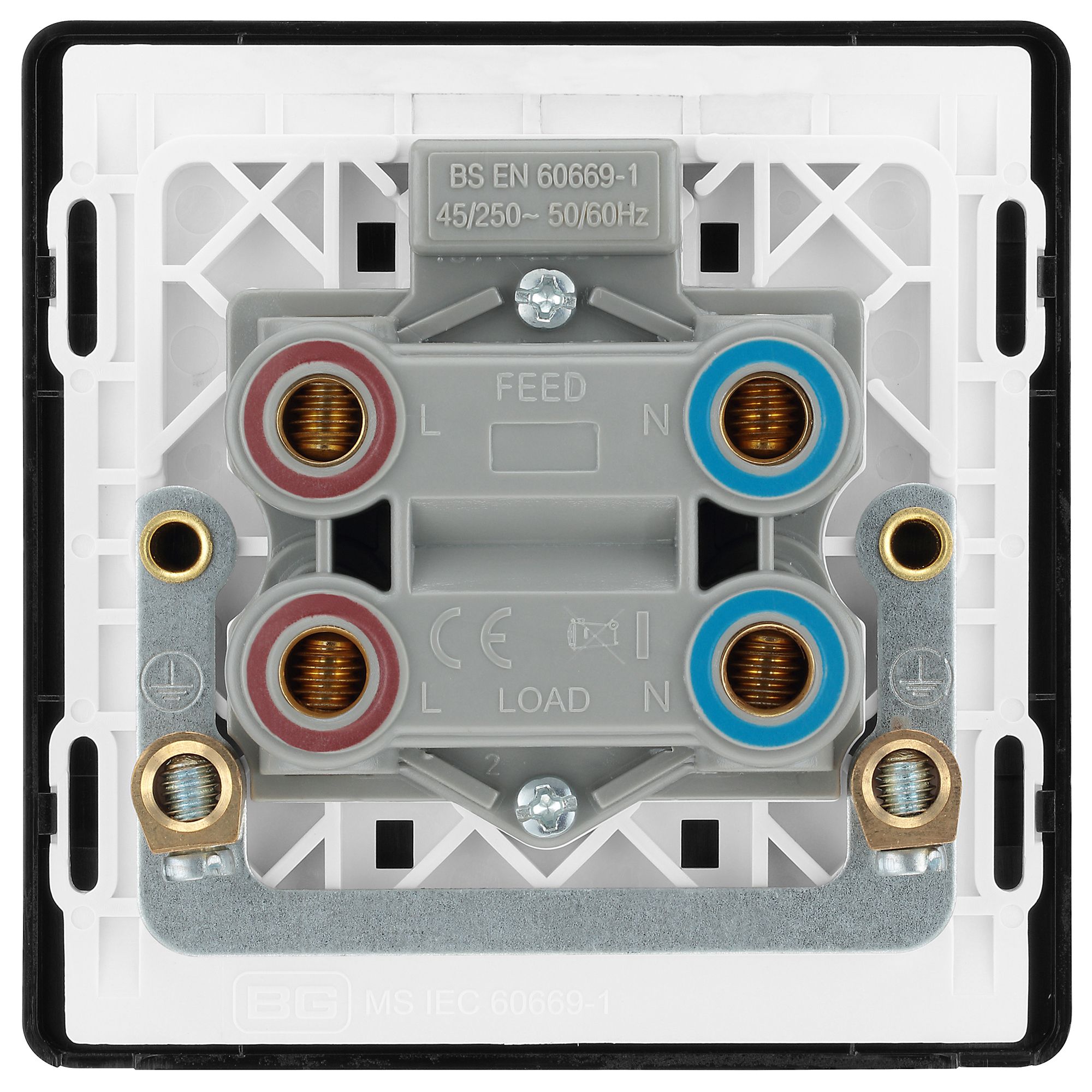 BG 45A 2 way 1 gang Cooker switch Screwless Matt Black