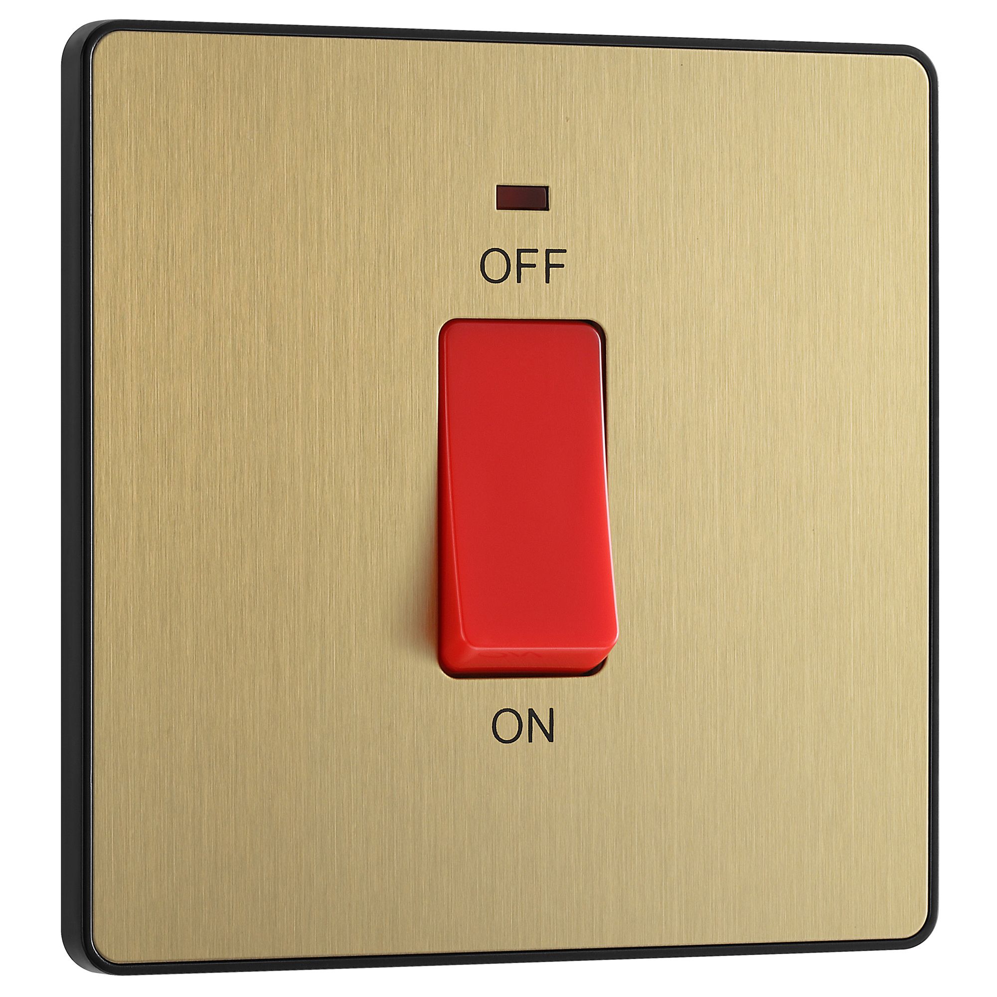 BG 45A 2 way 1 gang Cooker switch Screwless Satin Brass effect