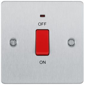 BG 45A Brushed Steel Rocker Flat Control switch with LED indicator