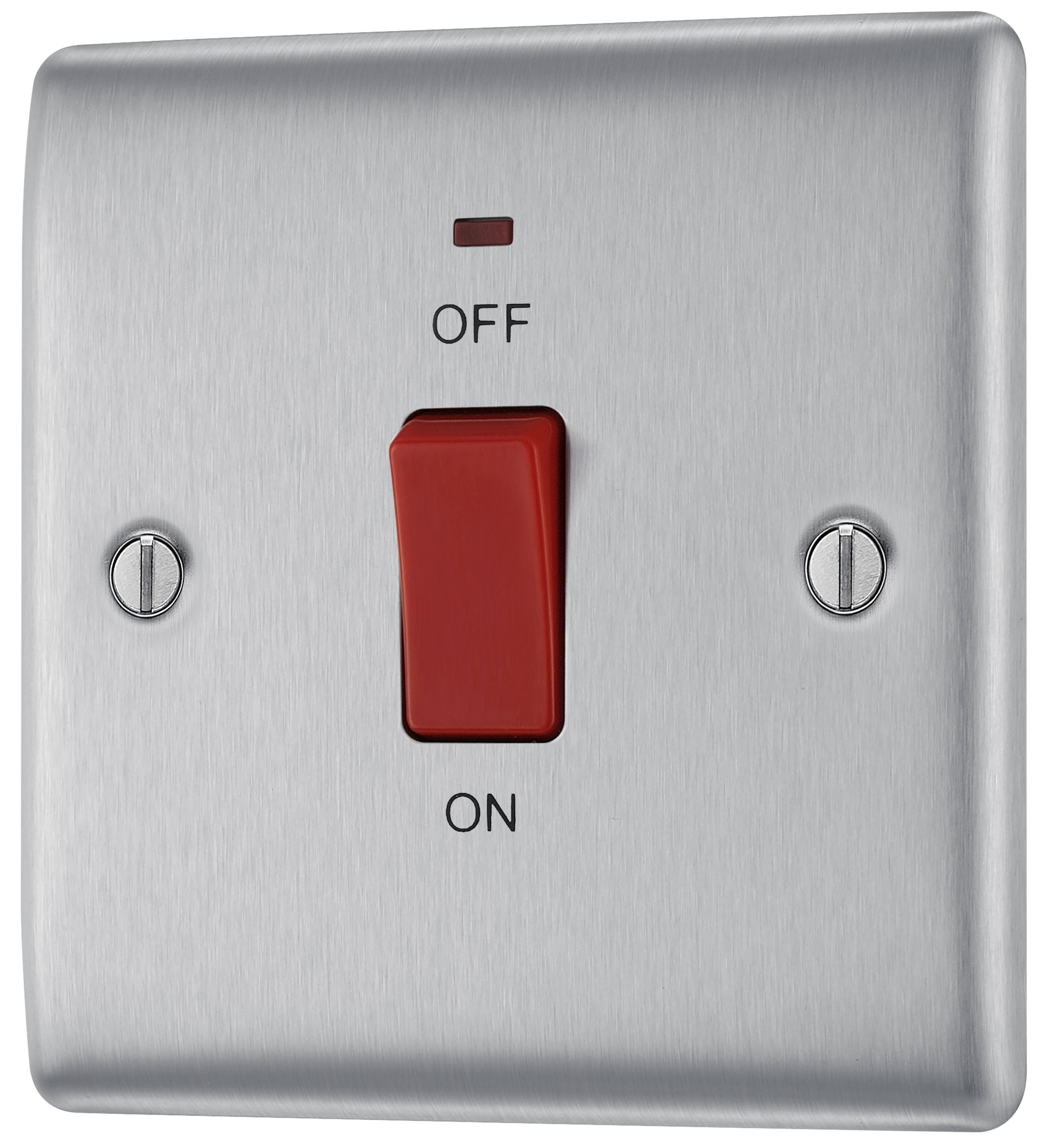 BG 45A Brushed Steel RockervRaised slim Control switch with LED indicator