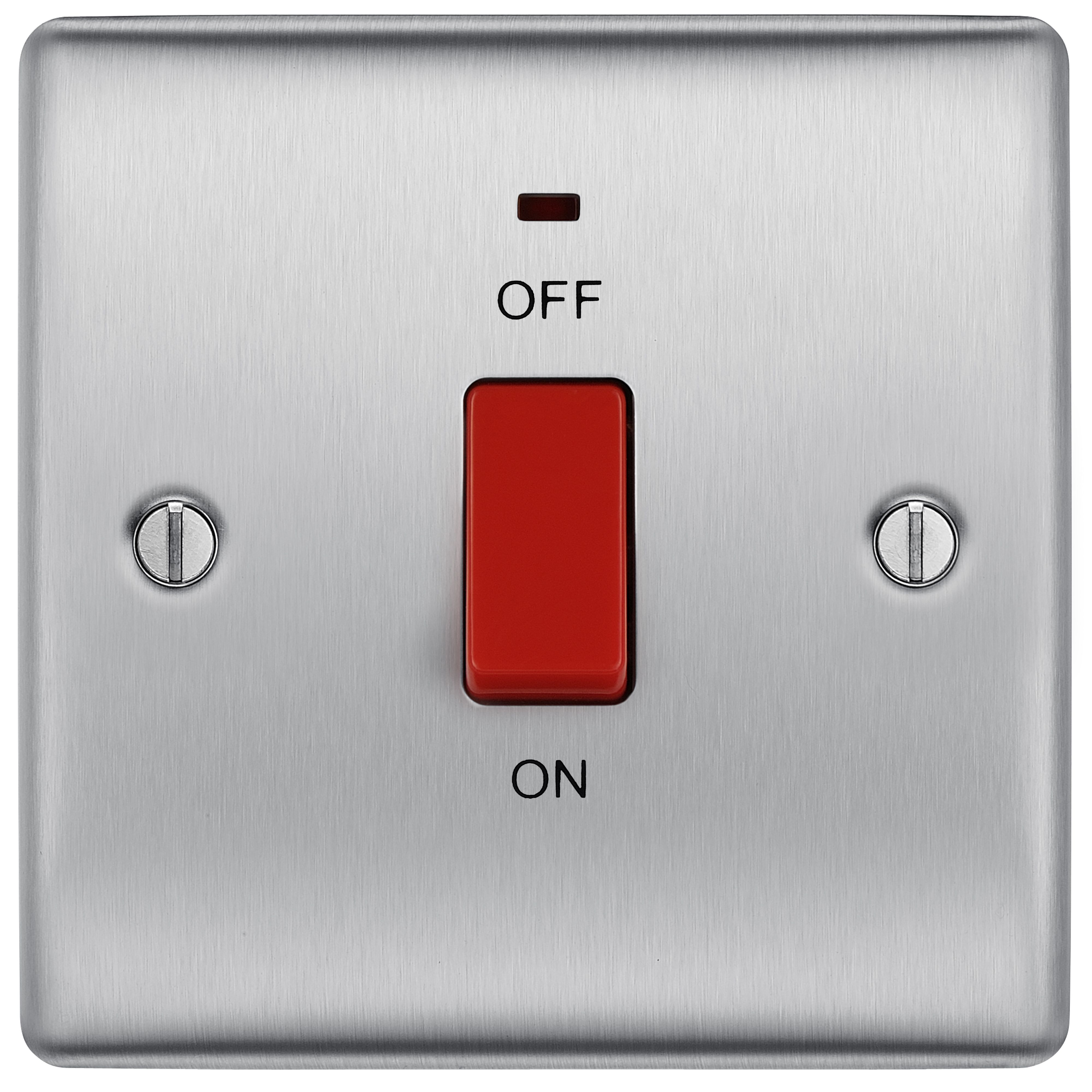 BG 45A Brushed Steel RockervRaised slim Control switch with LED indicator - 3