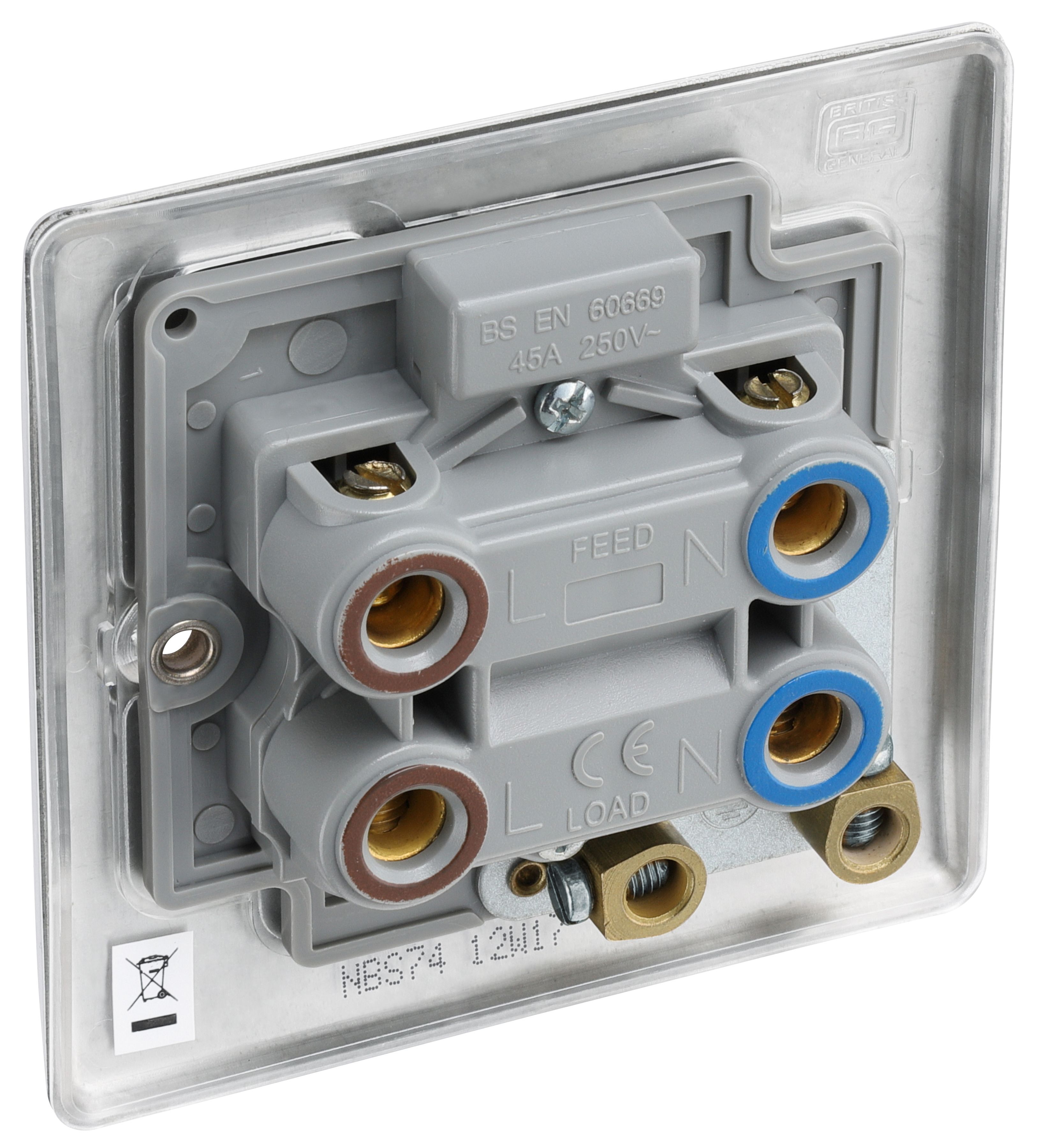 BG 45A Brushed Steel RockervRaised slim Control switch with LED indicator - 7