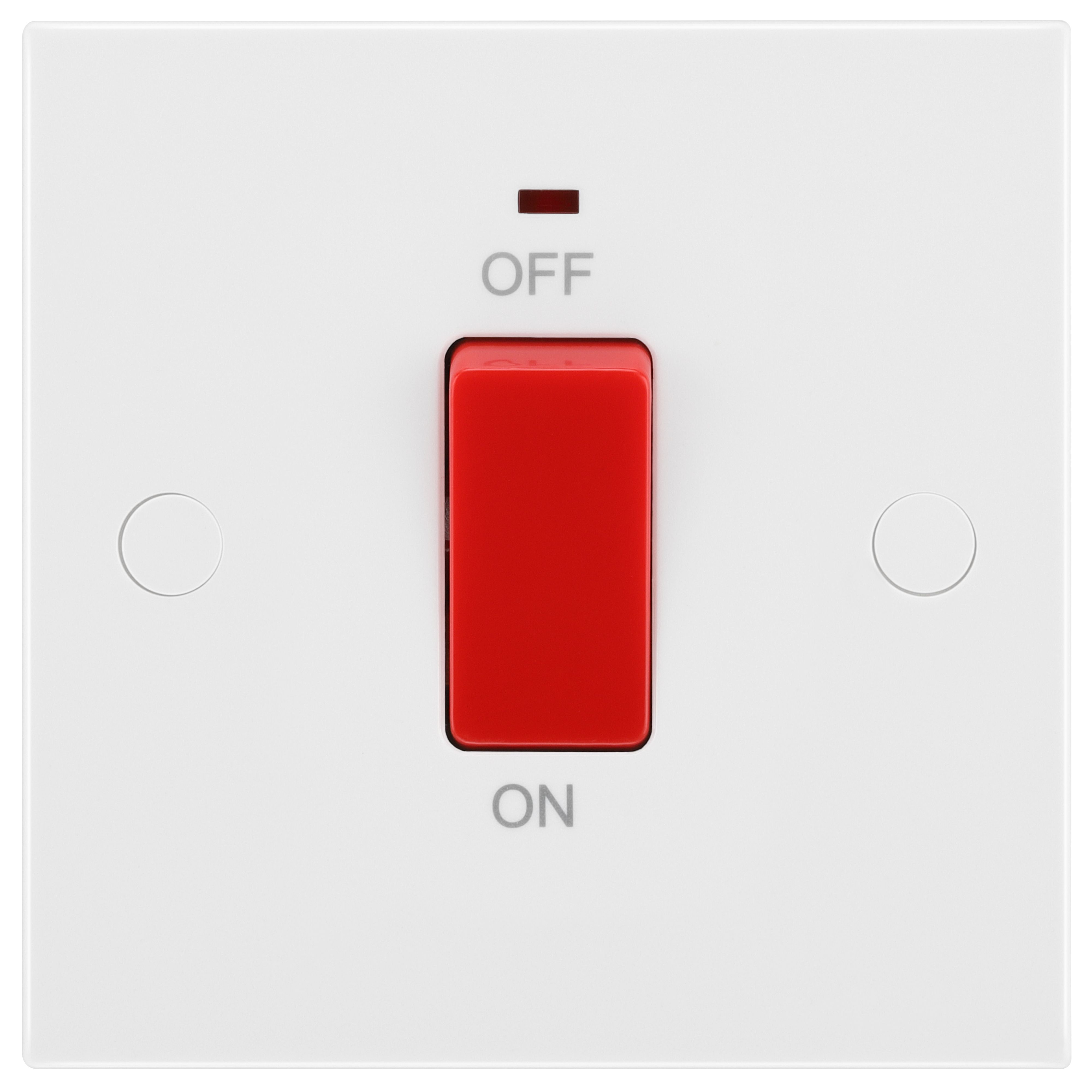 BG 45A Rocker Raised square Control switch with LED indicator Gloss White