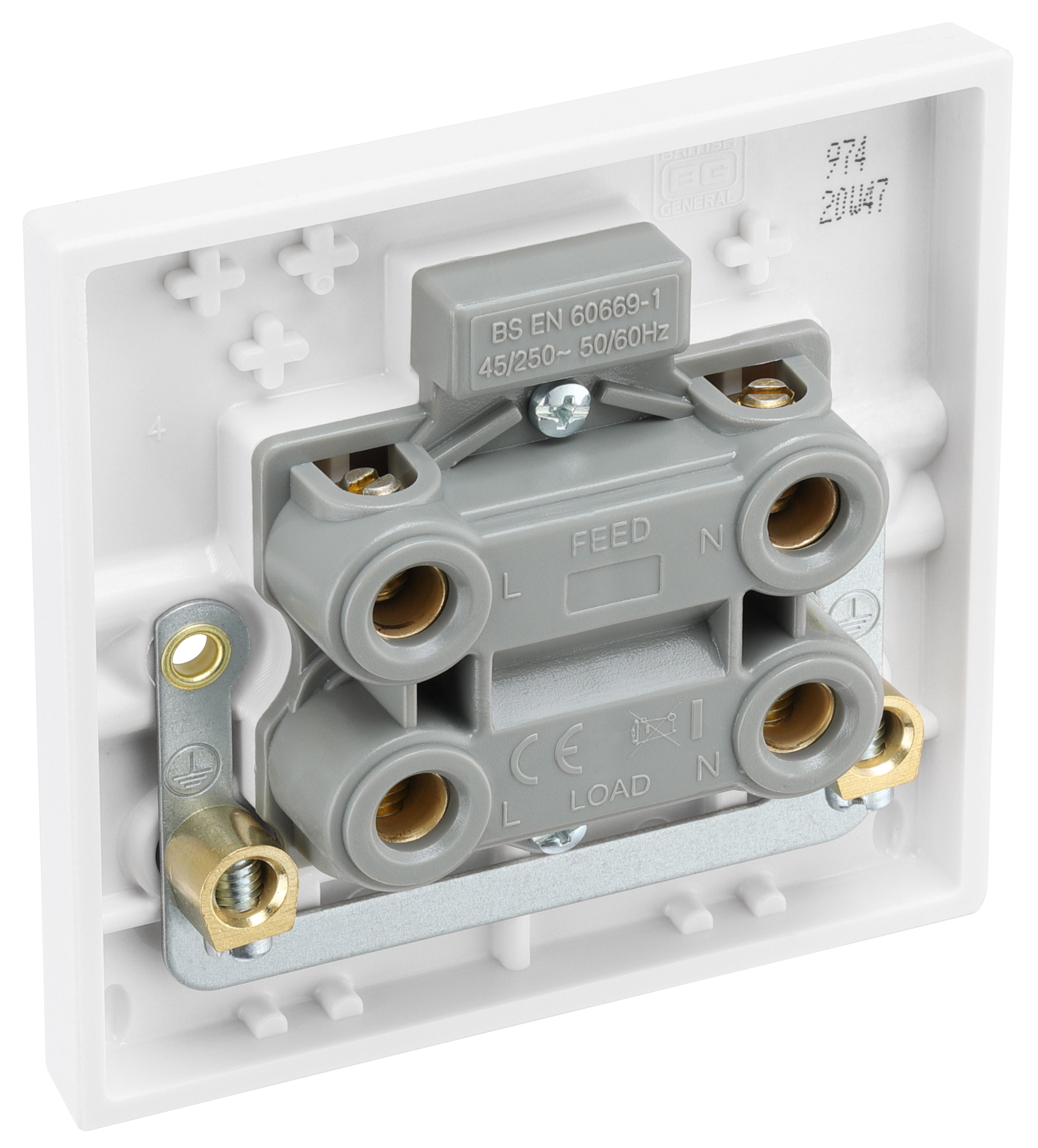 BG 45A Rocker Raised square Control switch with LED indicator Gloss White - 6