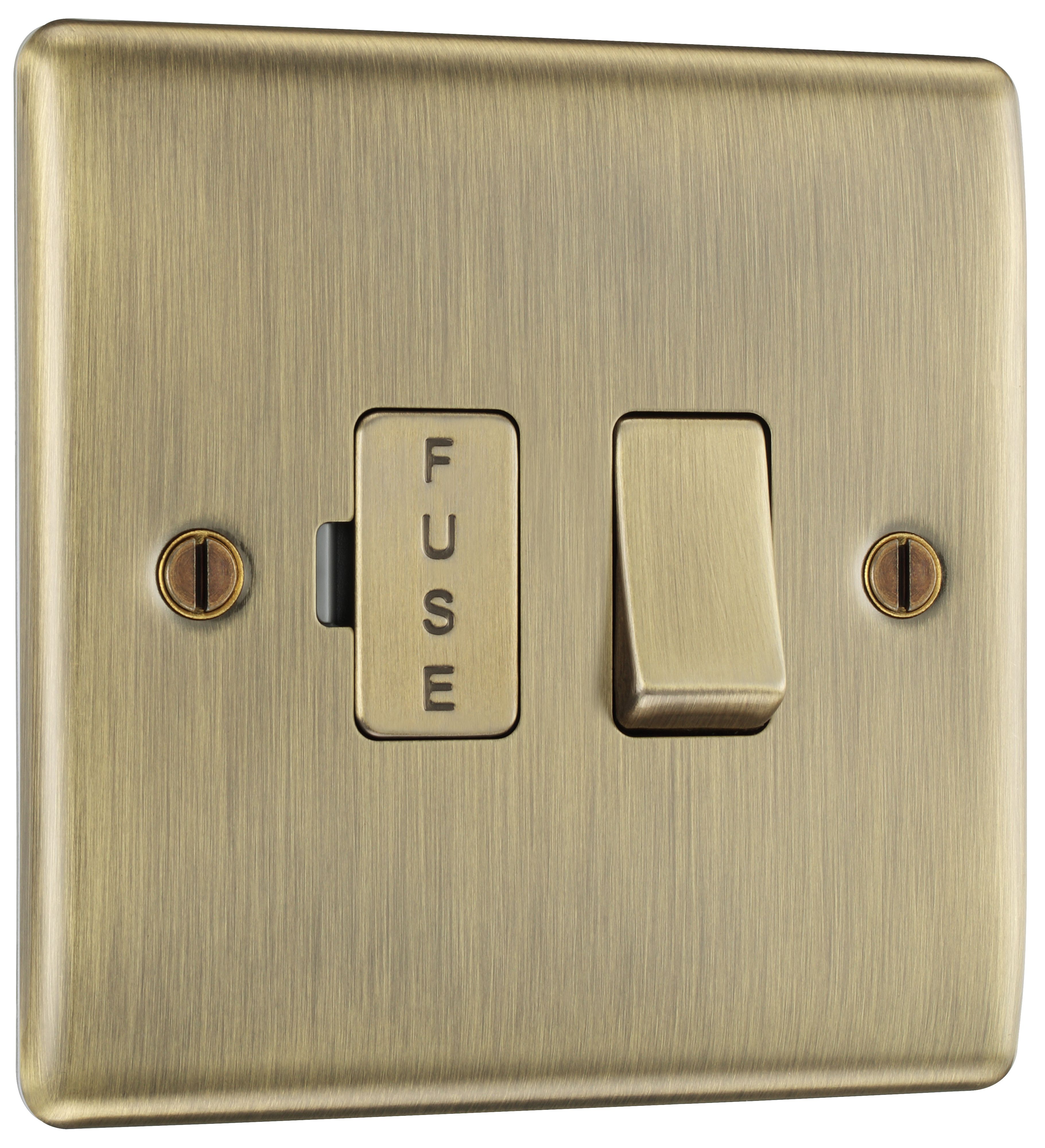 BG Antique Brass 13A 2 way Raised slim profile Screwed Switched Fused connection unit - 3