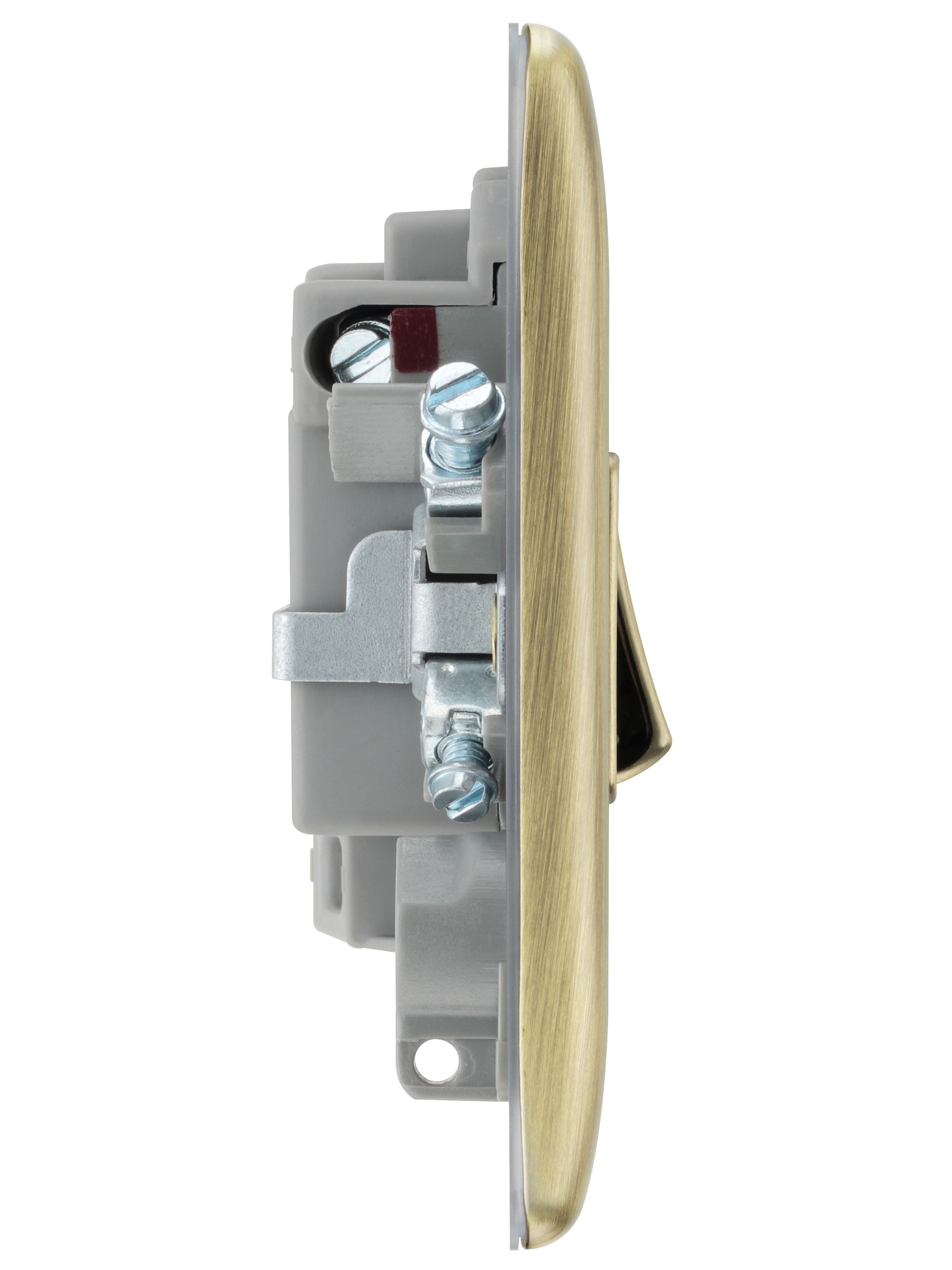 BG Antique Brass 13A 2 way Raised slim profile Screwed Switched Fused connection unit - 5