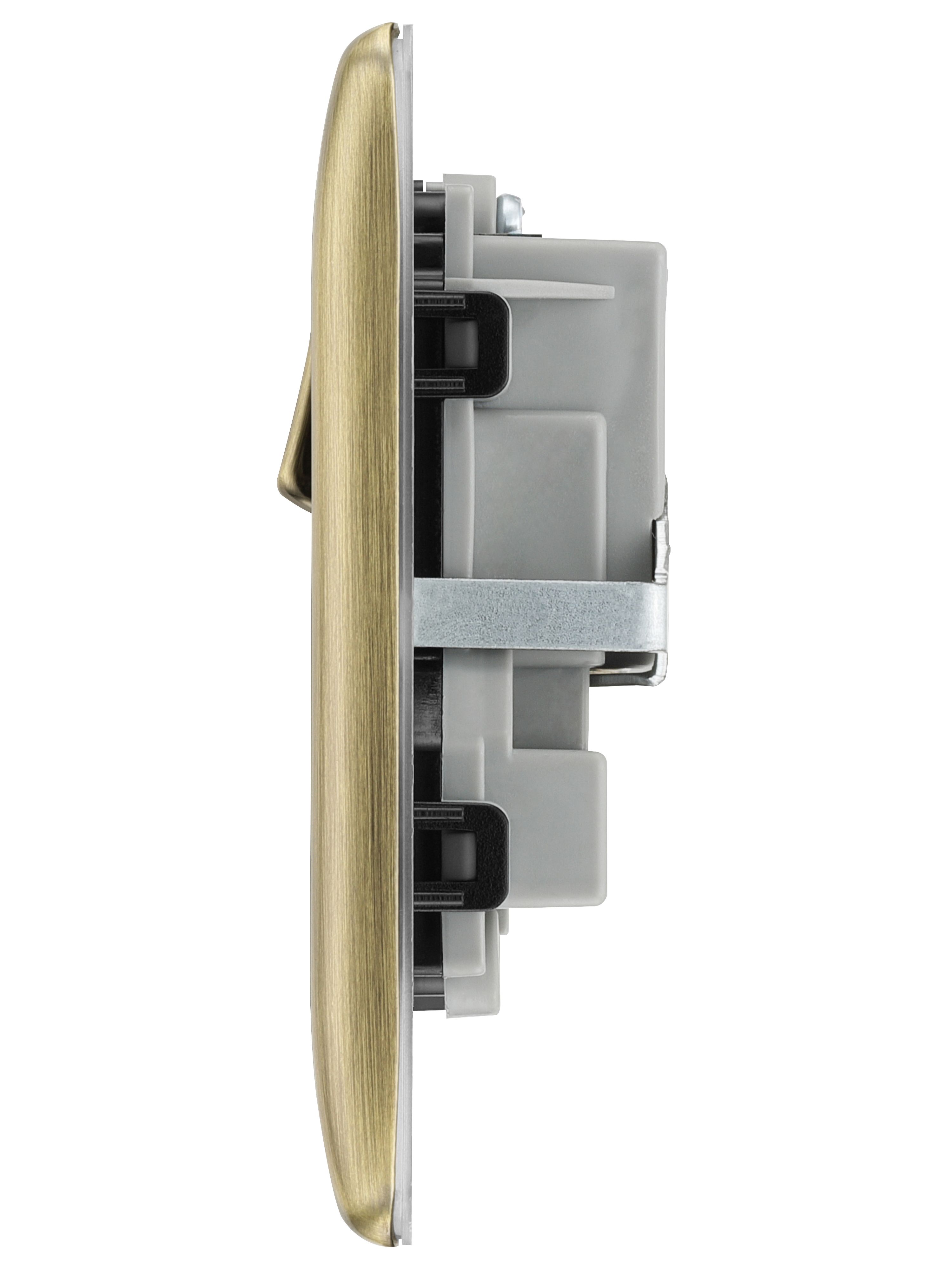 BG Antique Brass Double 13A Switched Socket & Black inserts - 5