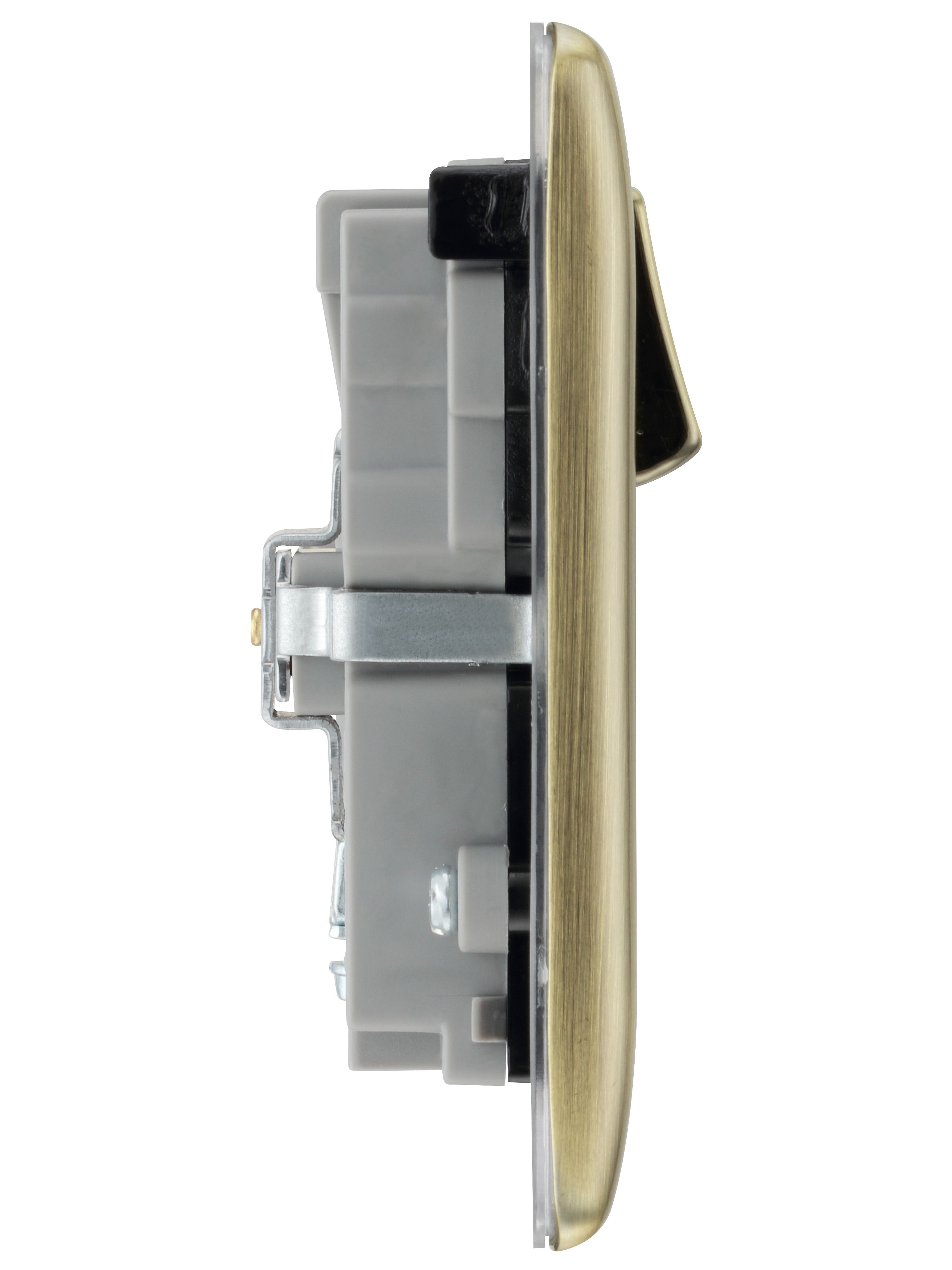 BG Antique Brass Double 13A Switched Socket with USB x2 3.1A & Black inserts - 5