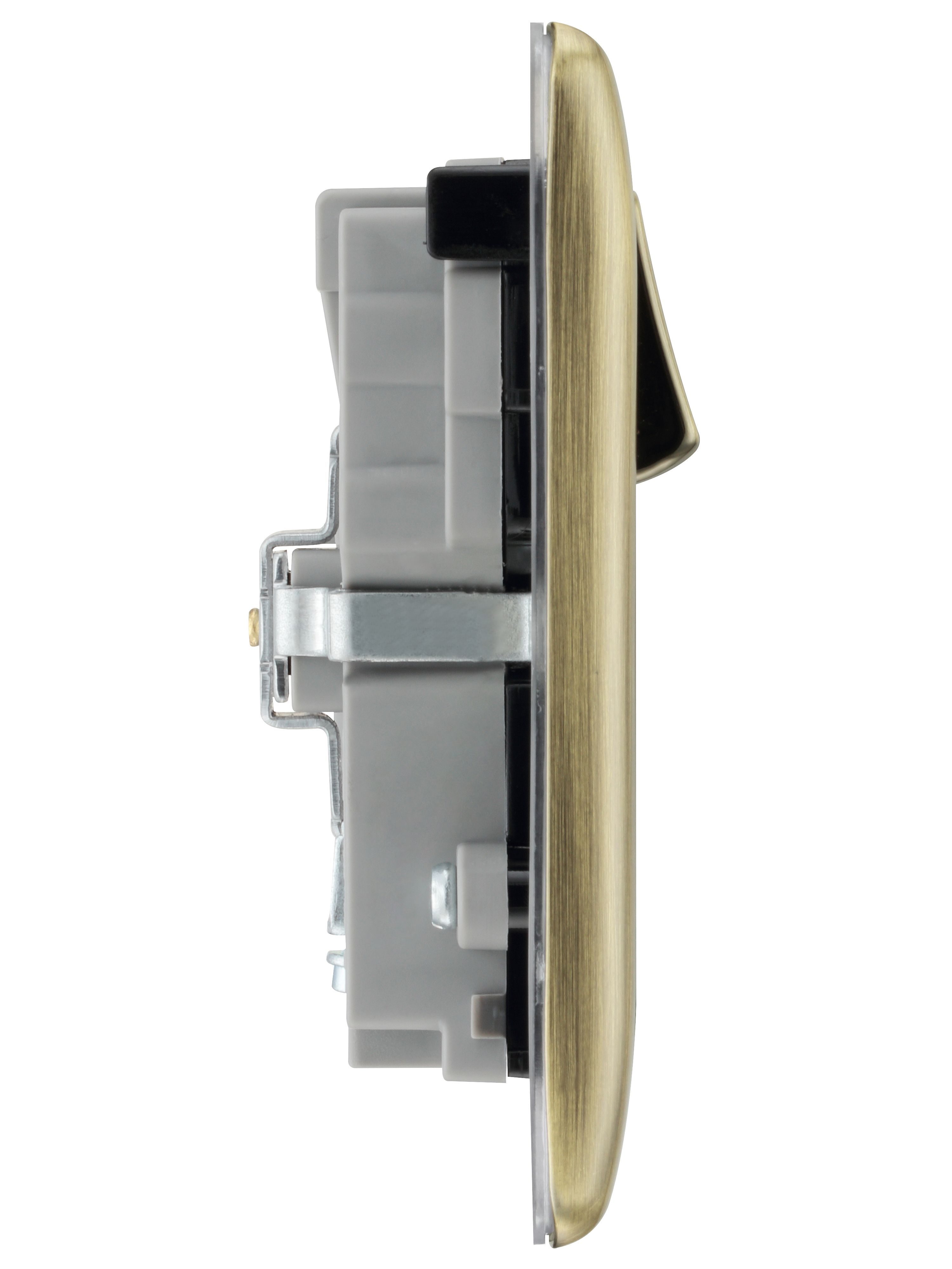 BG Antique Brass Double 13A Switched Socket with USB x2 4.2A & Black inserts - 5