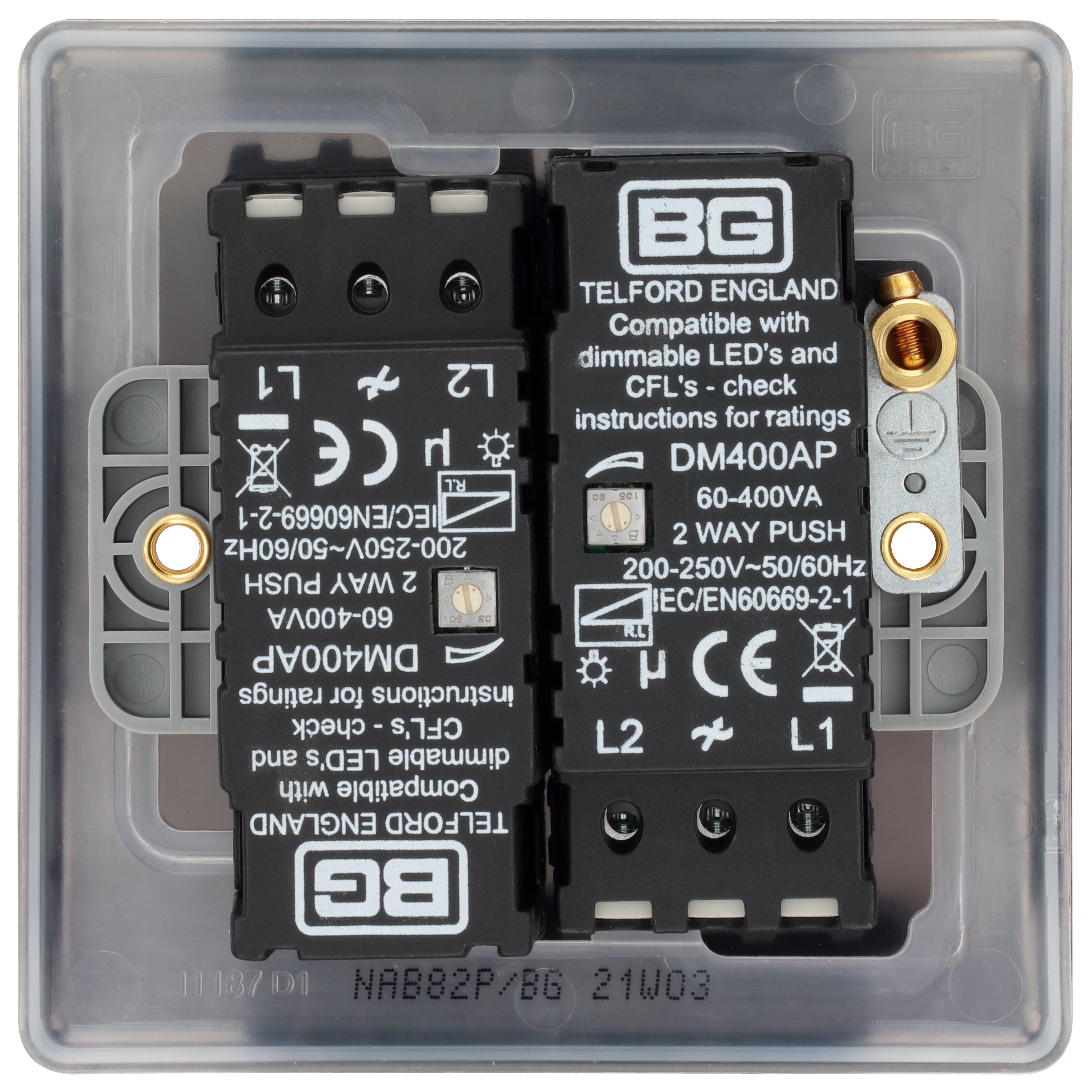 BG Antique Brass profile Double 2 way 400W Dimmer switch - 4