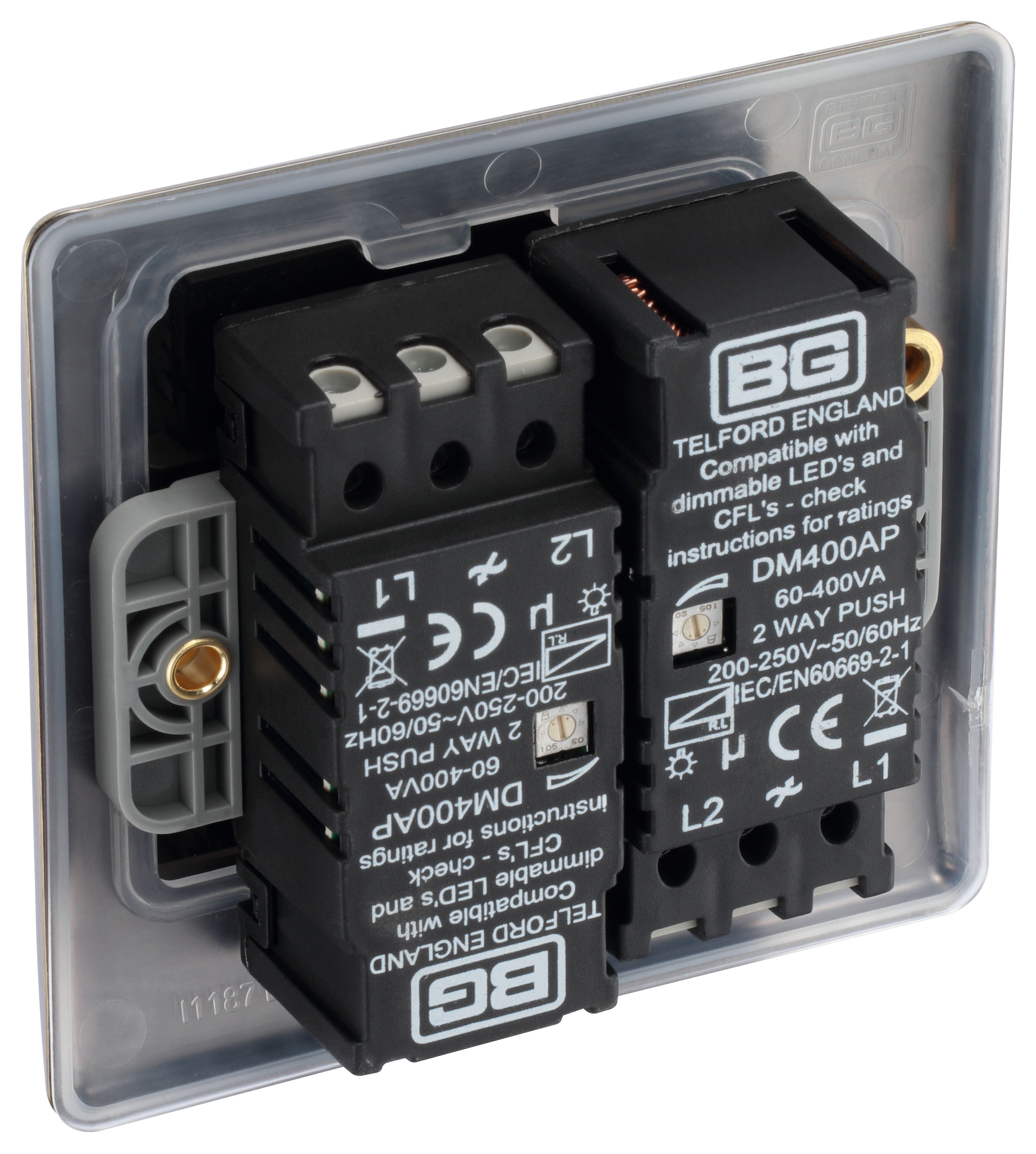 BG Antique Brass profile Double 2 way 400W Dimmer switch - 6