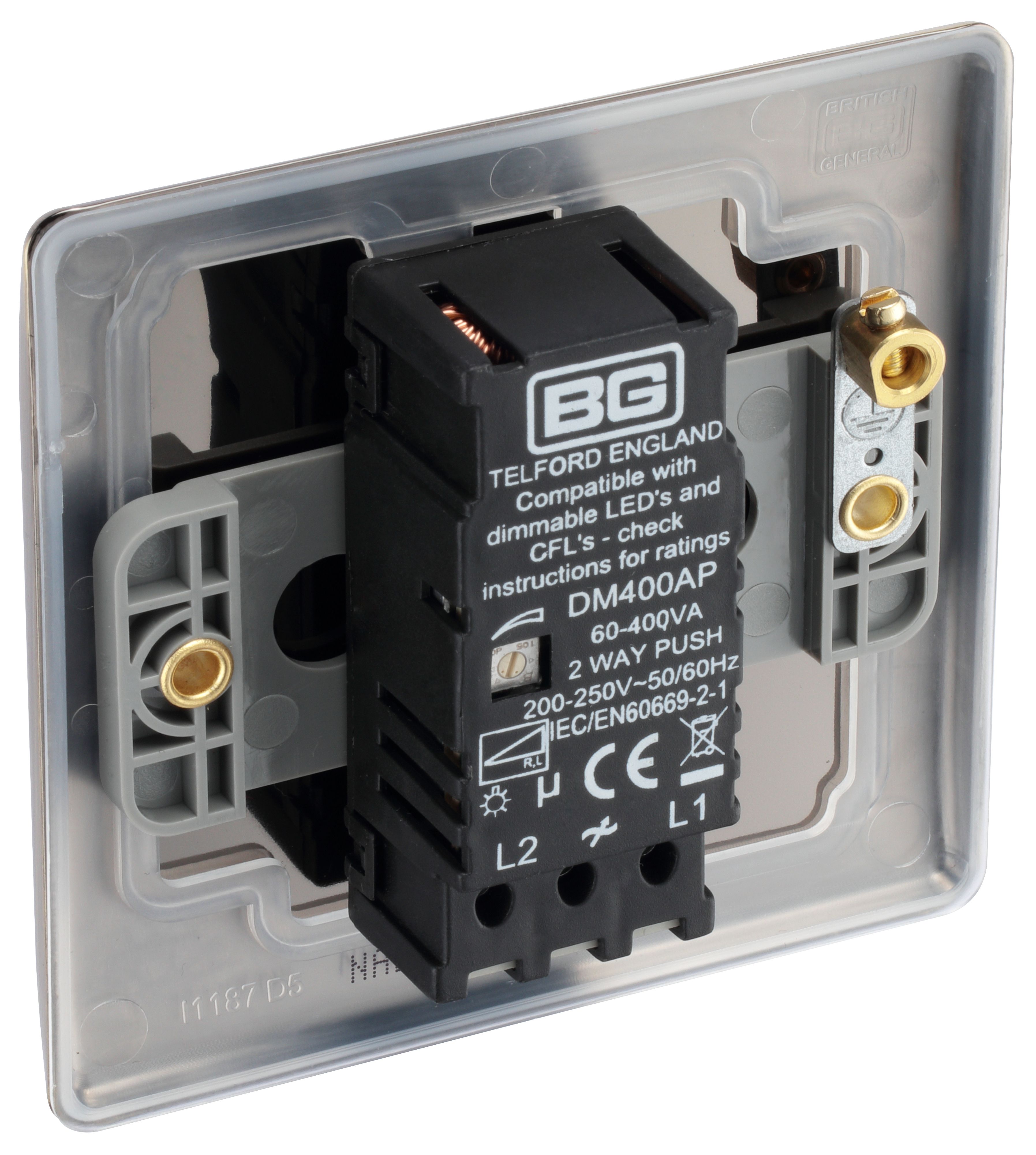 BG Antique Brass profile Single 2 way 400W Dimmer switch - 6