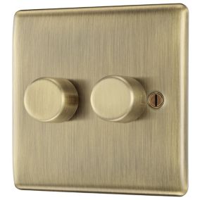 BG Antique Brass Raised slim profile Double 2 way 400W Dimmer switch