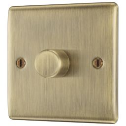 BG Antique Brass Raised slim profile Single 2 way 400W Dimmer switch