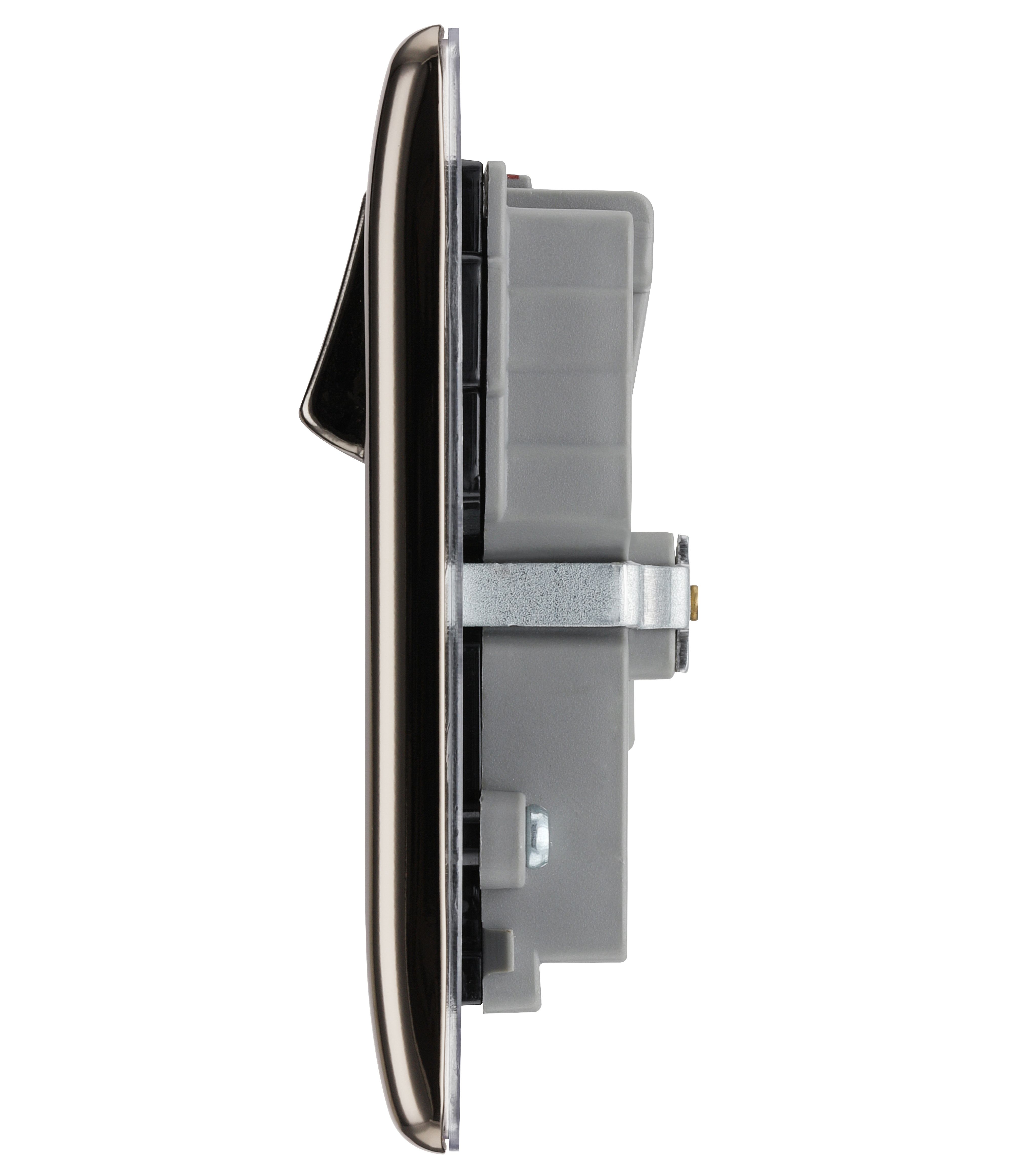BG Black Nickel Double 13A Raised slim Switched Screwed Socket with USB, x2 & Black inserts