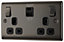BG Black Nickel Double 13A Switched Socket with USB x2 4.2A & Black inserts