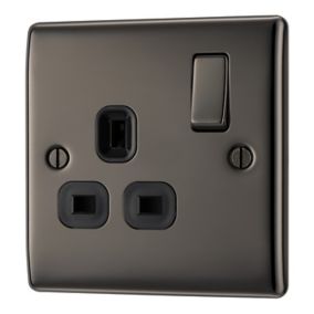 BG Black Nickel Single 13A Socket & Black inserts