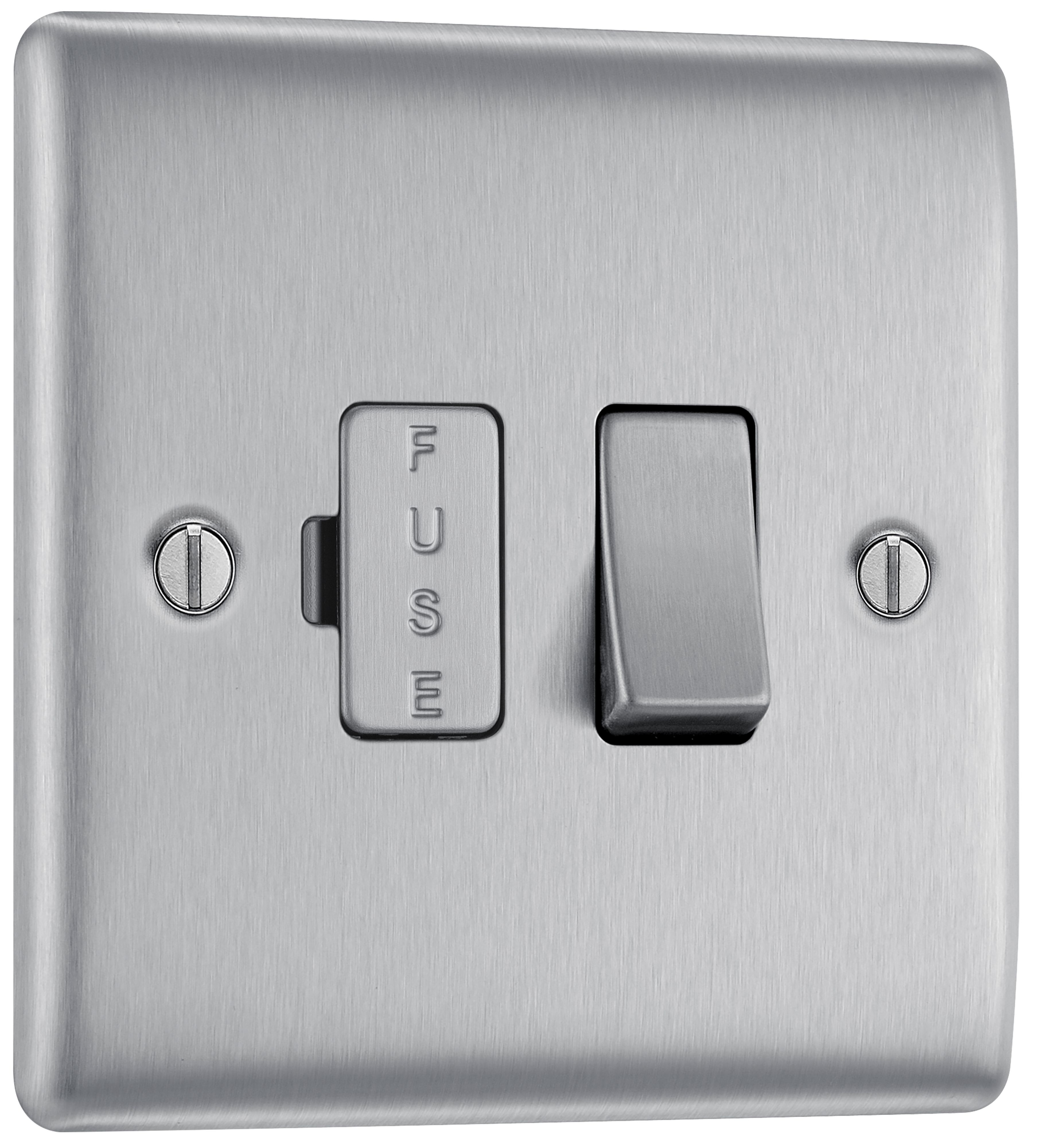 BG Brushed Steel 13A 2 way Raised slim profile Screwed Switched Fused connection unit - 3
