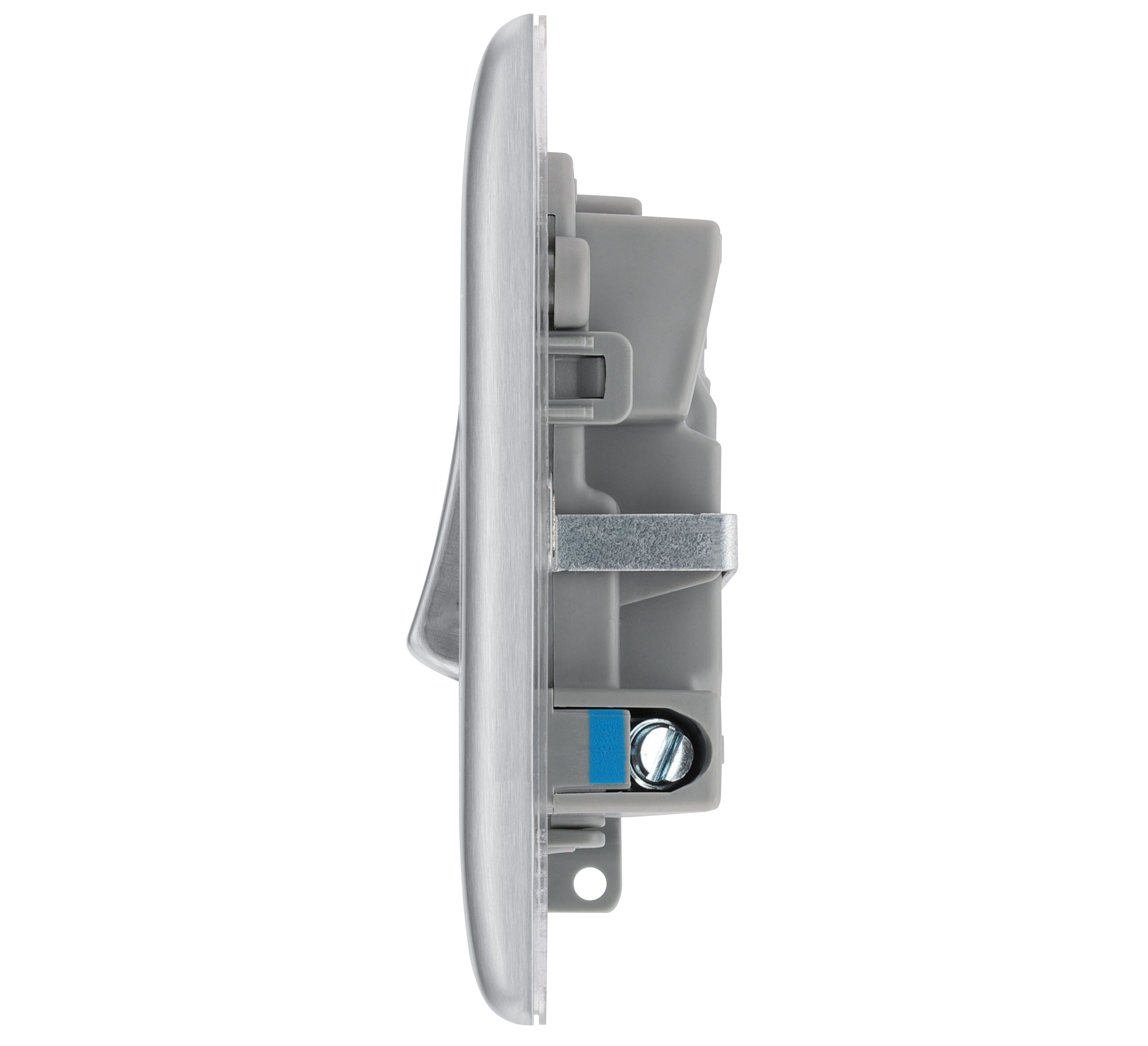 BG Brushed Steel 13A 2 way Raised slim profile Screwed Switched Fused connection unit - 5