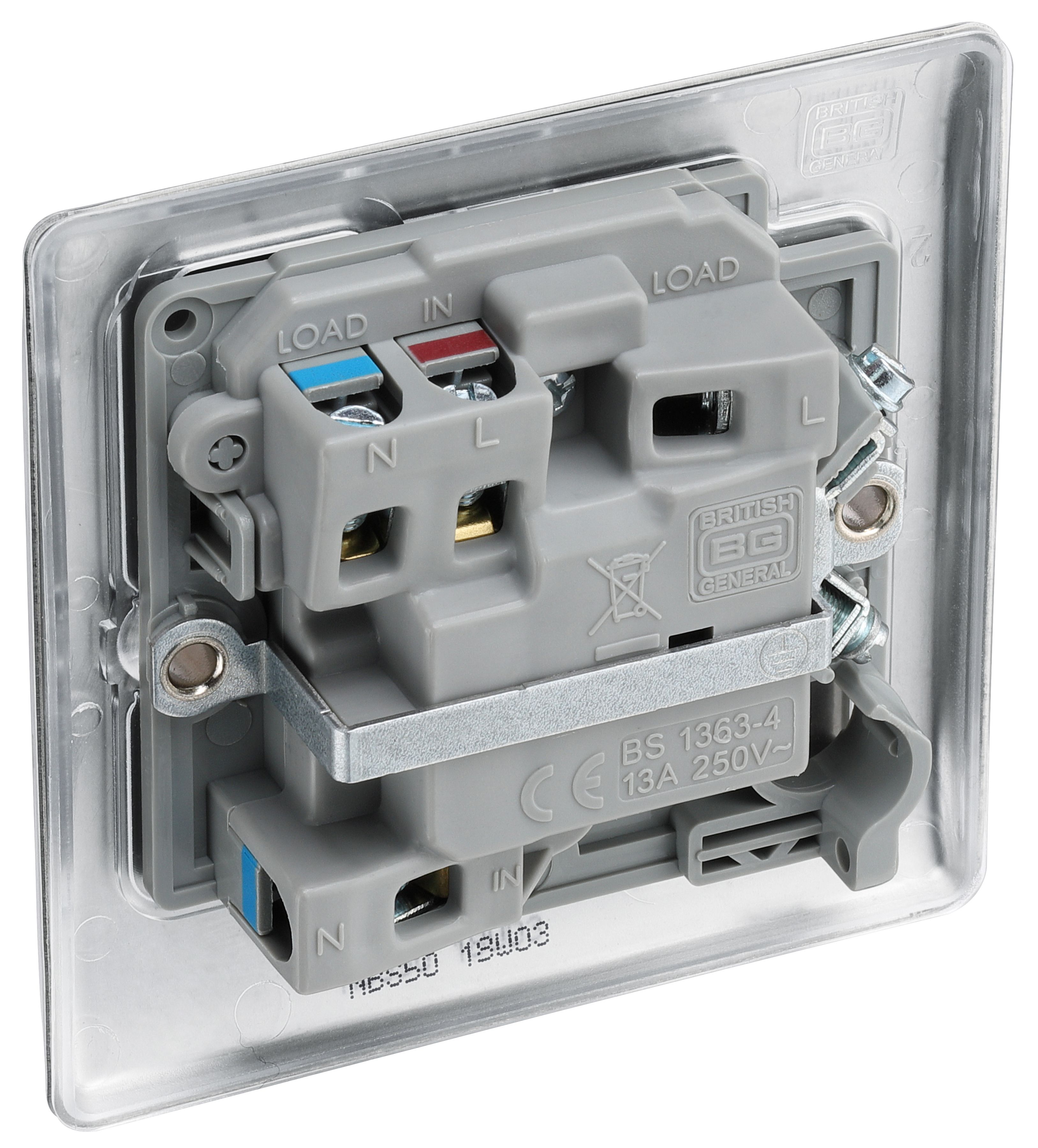BG Brushed Steel 13A 2 way Raised slim profile Screwed Switched Fused connection unit - 6